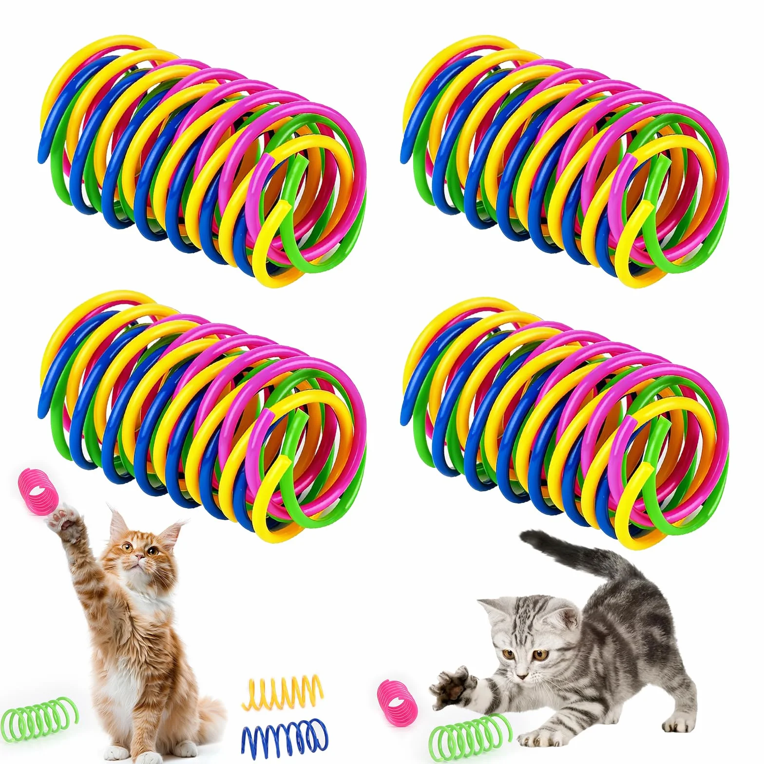 80 Pièces Ressort Chat Jouet avec Plumes en Spirale, Jouet Sautant pour Chats