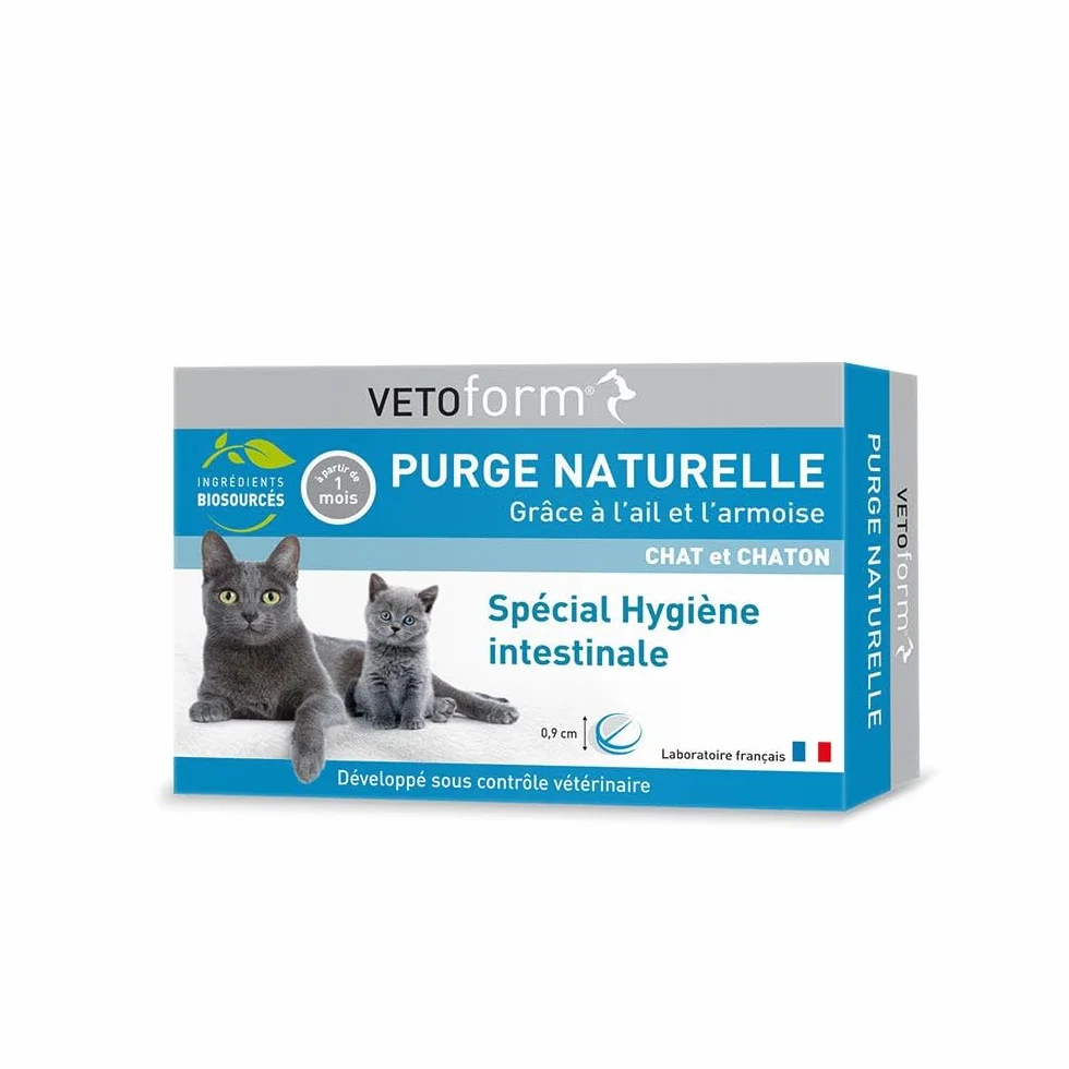 Vetoform Purge Naturelle Chat et Chaton 20 Comprimés