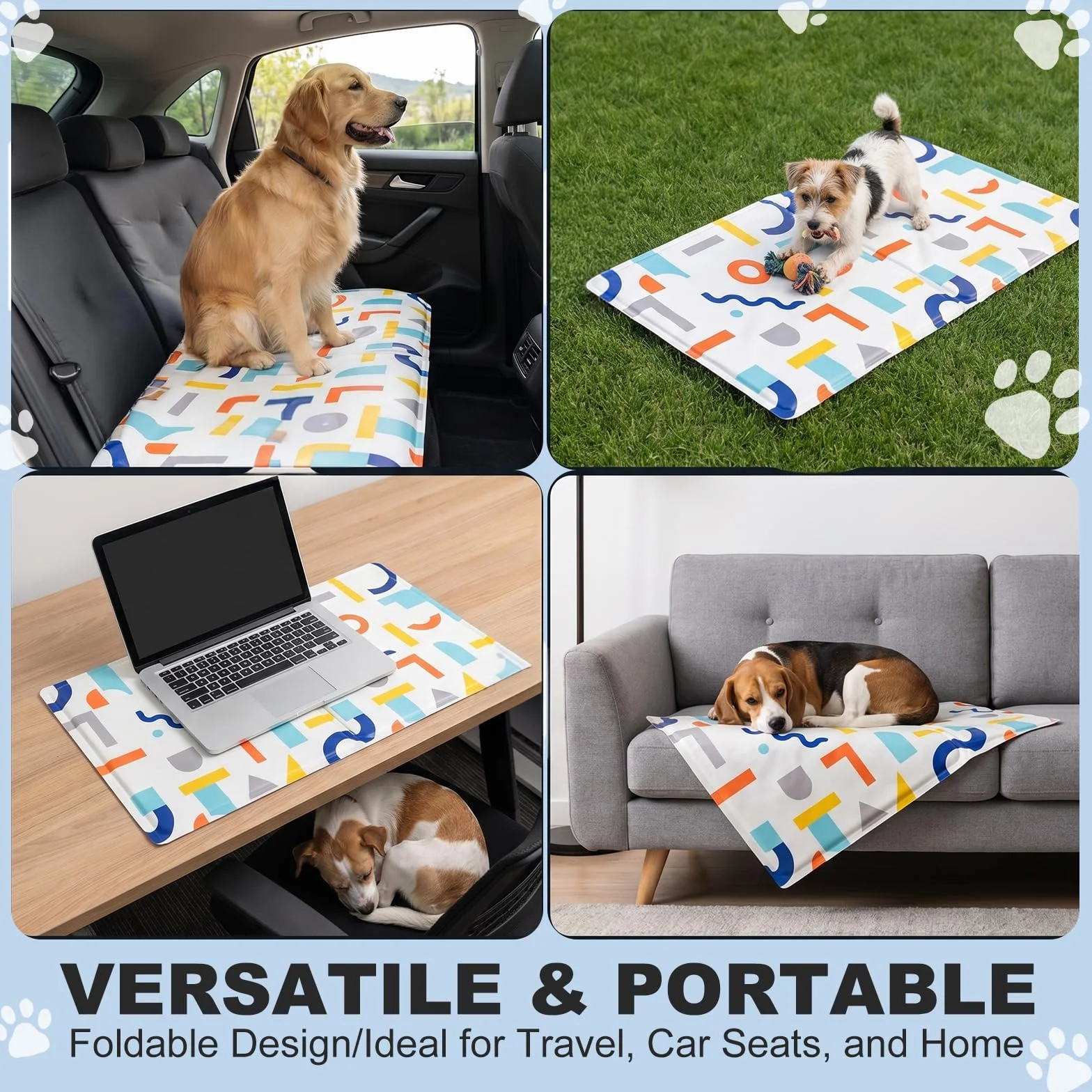 Tapis Rafraichissant Chien Chat 40x50 cm Blanc Auto-Refroidissant Non Toxique