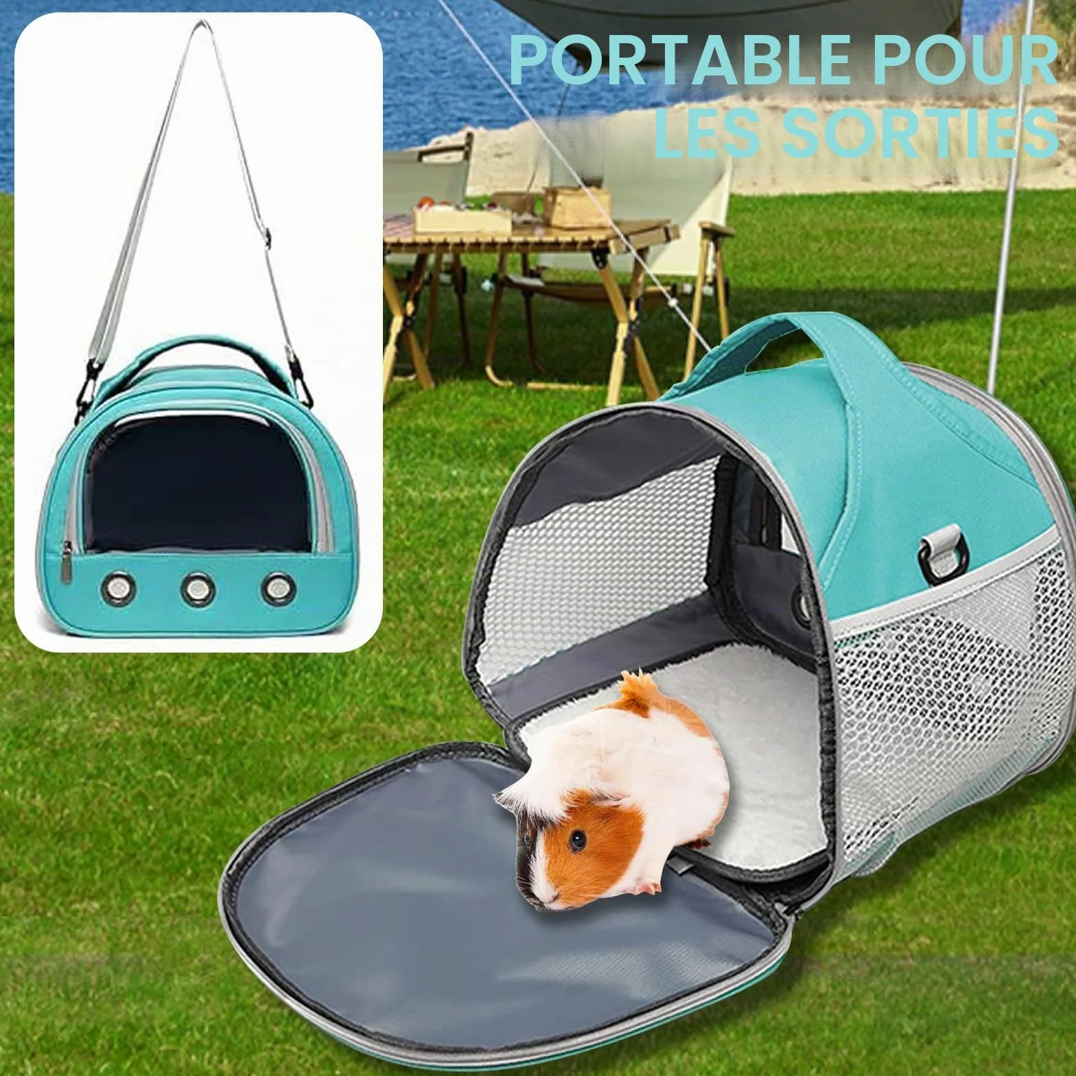 Sac de Transport pour Petits Animaux 30x27x21 cm Cage Portable Oiseaux Rats Cochons d'Inde