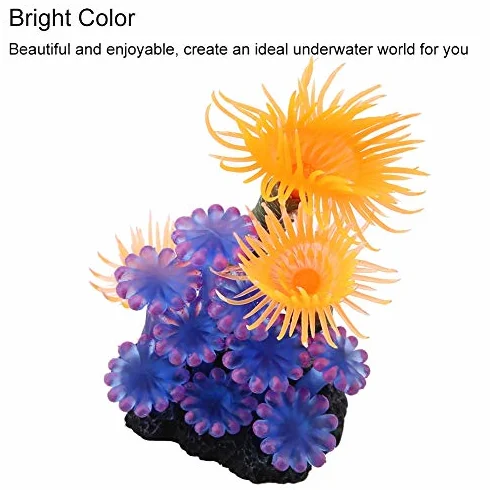 Corail Artificiel Anémone Lumineuse Silicone Décoration Aquarium