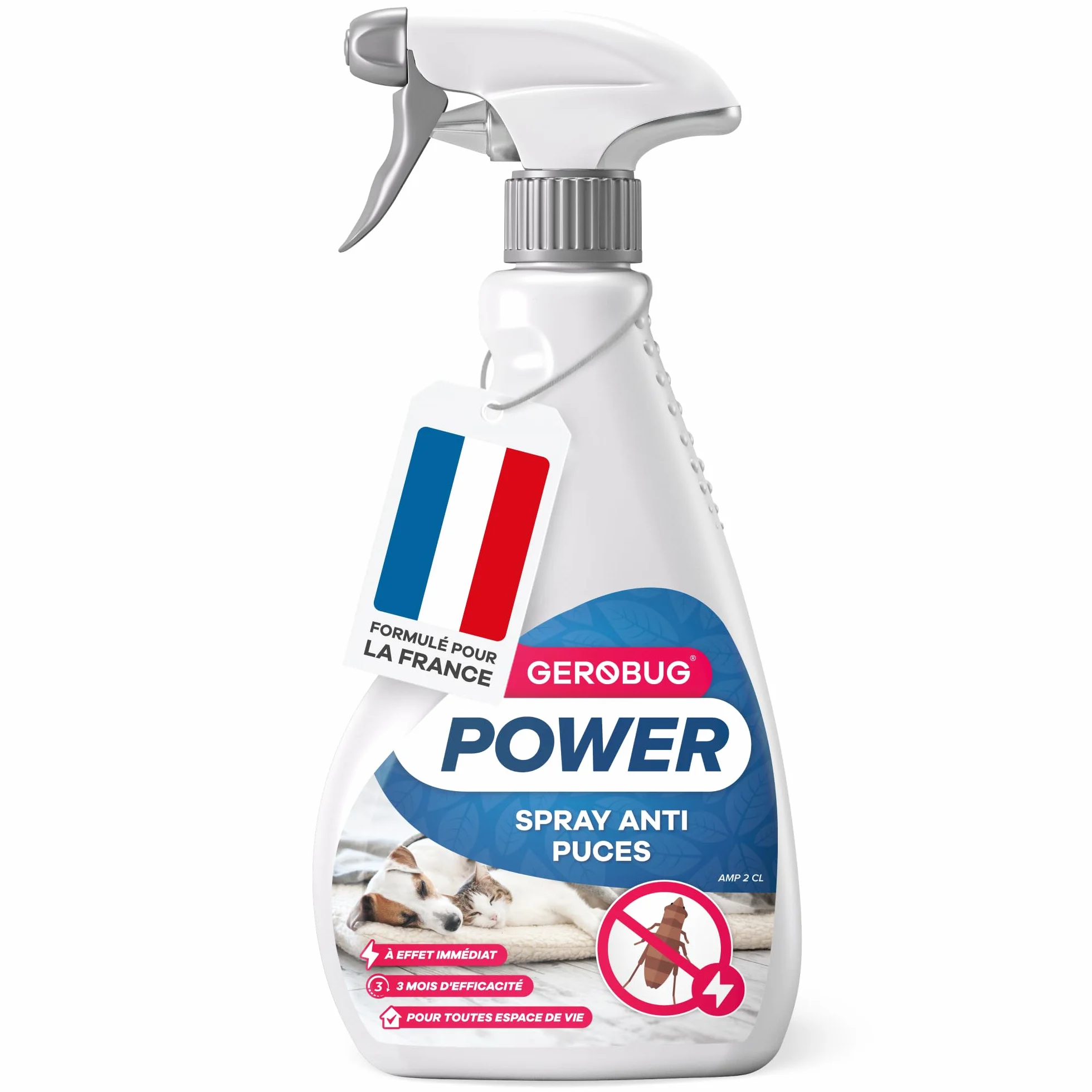GEROBUG Spray Anti puces Maison 500 ML - Anti-puces pour Meubles, Textiles, Lits, Chiens