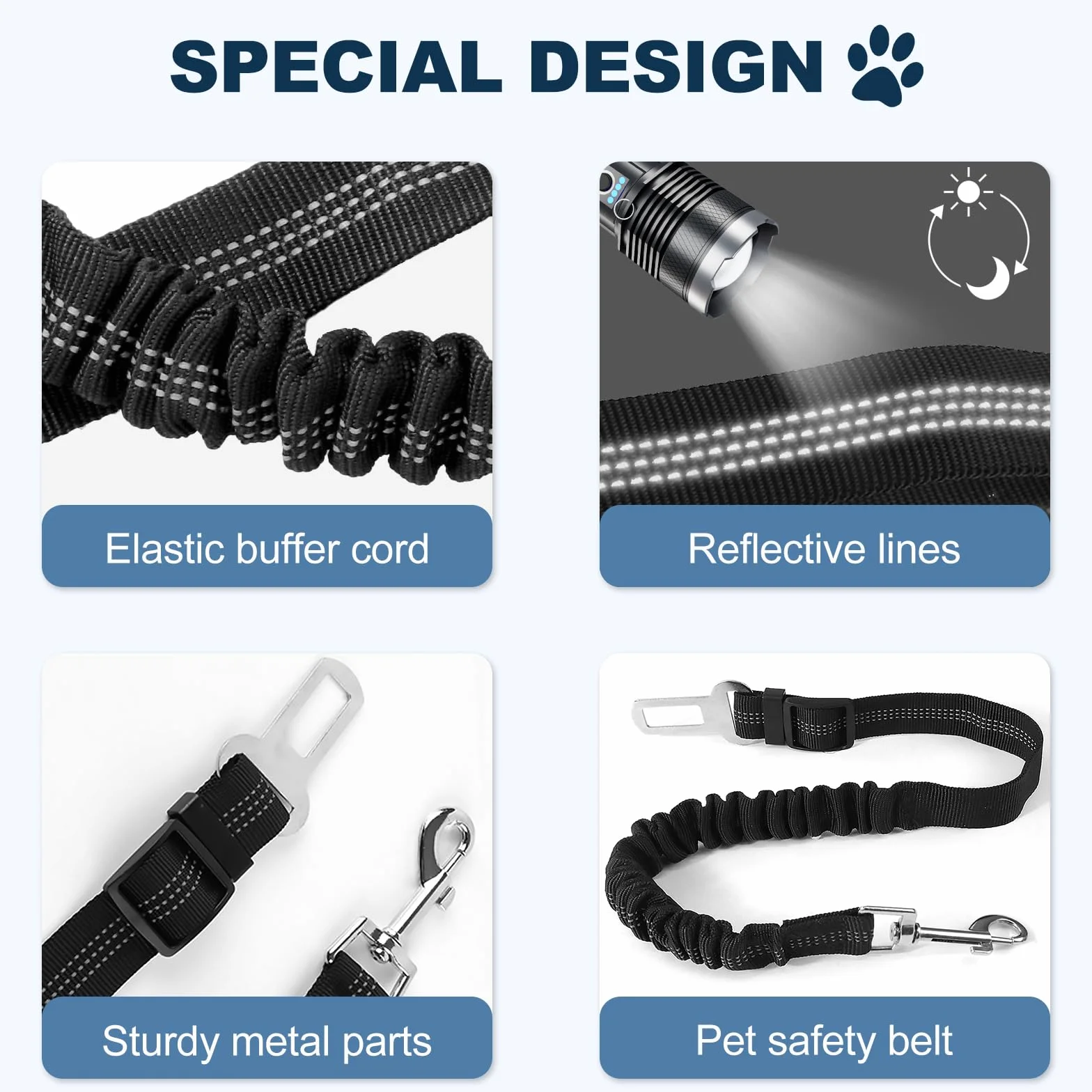 1pk Ceintures de sécurité de Voiture pour Chien, réglable 50-75cm Ceinture de Securite pour, des Chocs pour Tout Type de Voiture pour Tous Les Chiens et Chats(Noir)