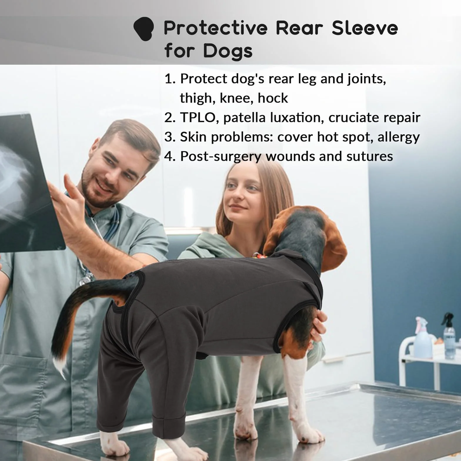 Body Chien, Body Post Operatoire Femelle Combinaison après Chirurgie Combinaison d’Opération de Chien Vêtements Chirurgicaux Anti-Léchage Gilet Post-Opératoire(Gris, M)