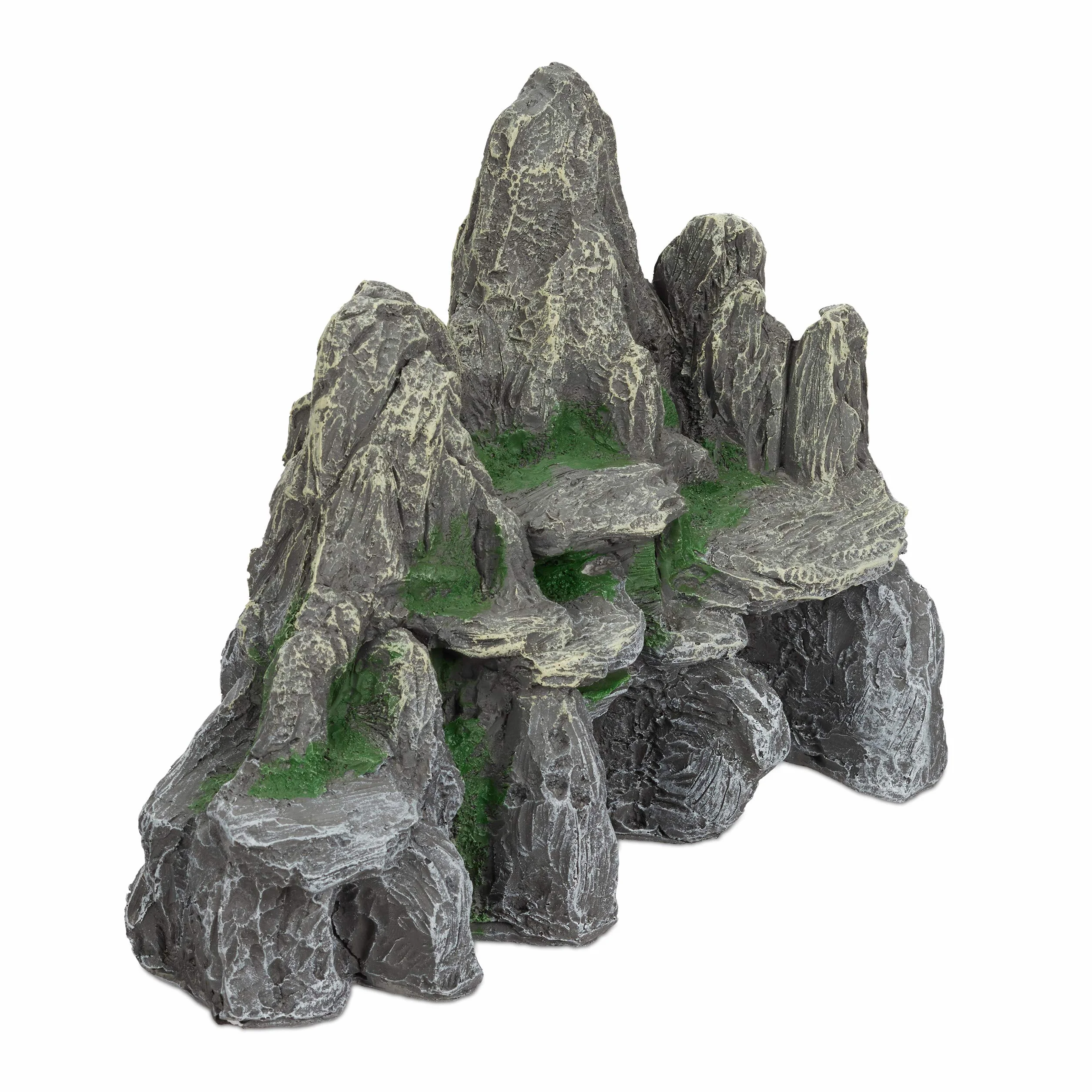 Relaxdays déco d'Aquarium Rocher Grotte 21 cm Gris-Vert