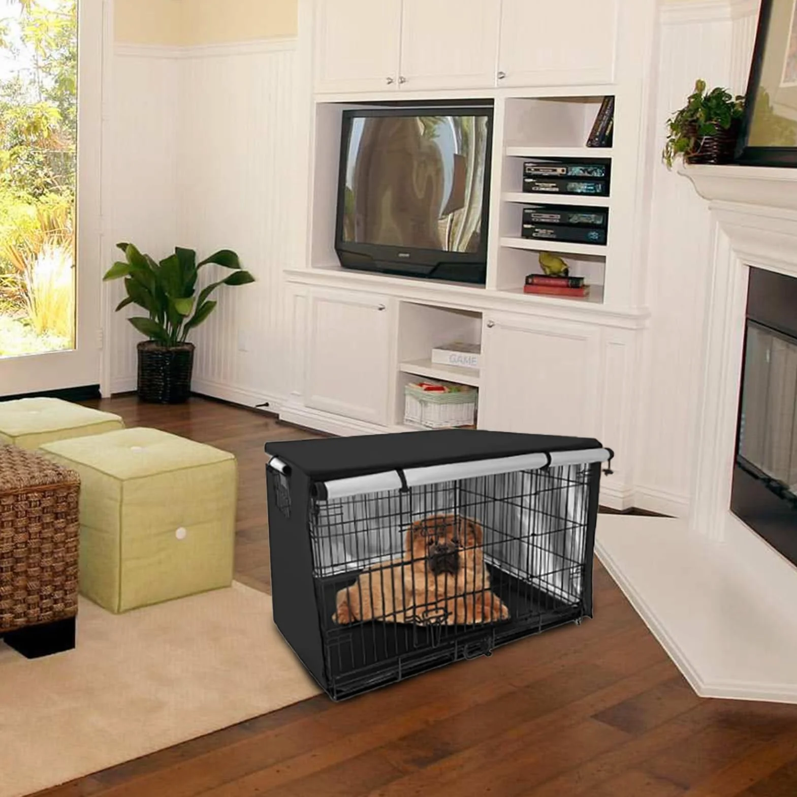 Bache Cage Chien Imperméable Respirante en Polyester, Housse de Niche pour Animaux
