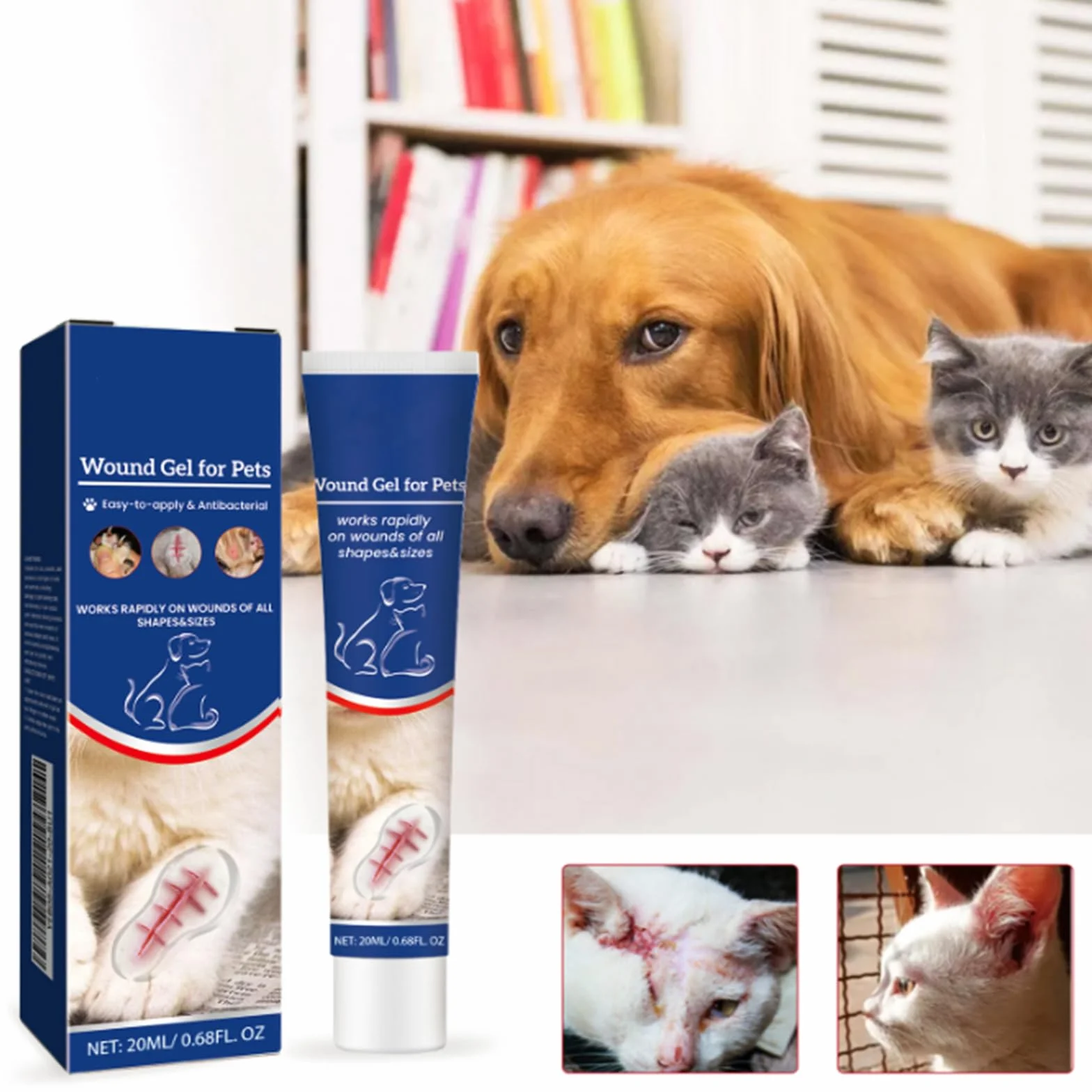Gel Soin des Plaies pour Animaux, Chiens et Chats, Imperméable