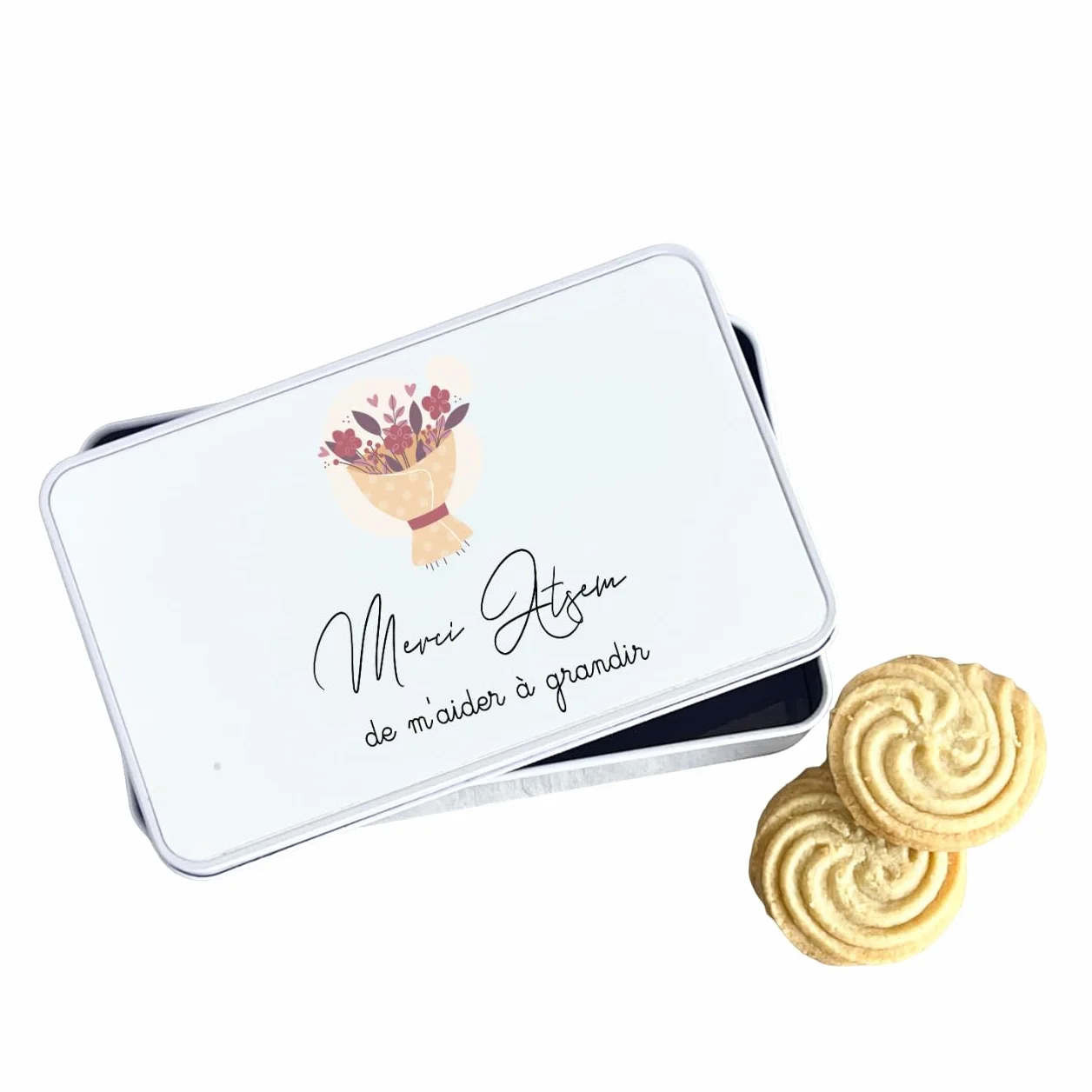 Boîte à Biscuits en Aluminium 18x10 cm Personnalisable avec Prénom Cadeau Fin d’Année Scolaire