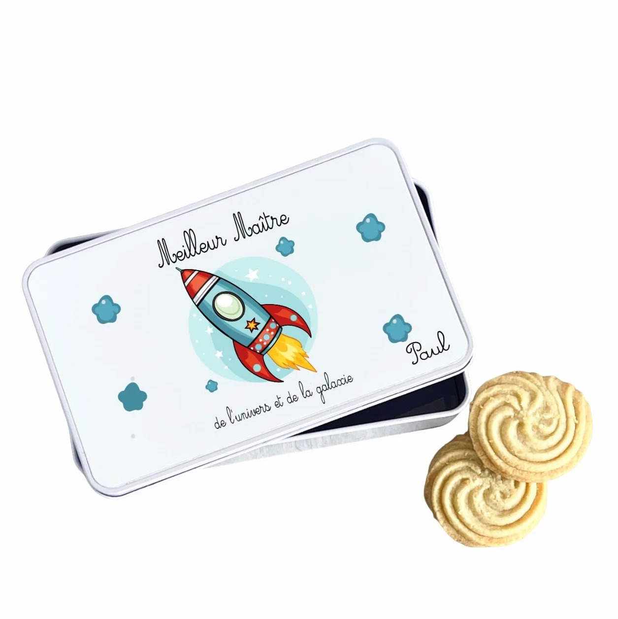 Boîte à Biscuits Personnalisée Enfant Aluminium 18x10 cm Cadeau Fin d'Année Scolaire
