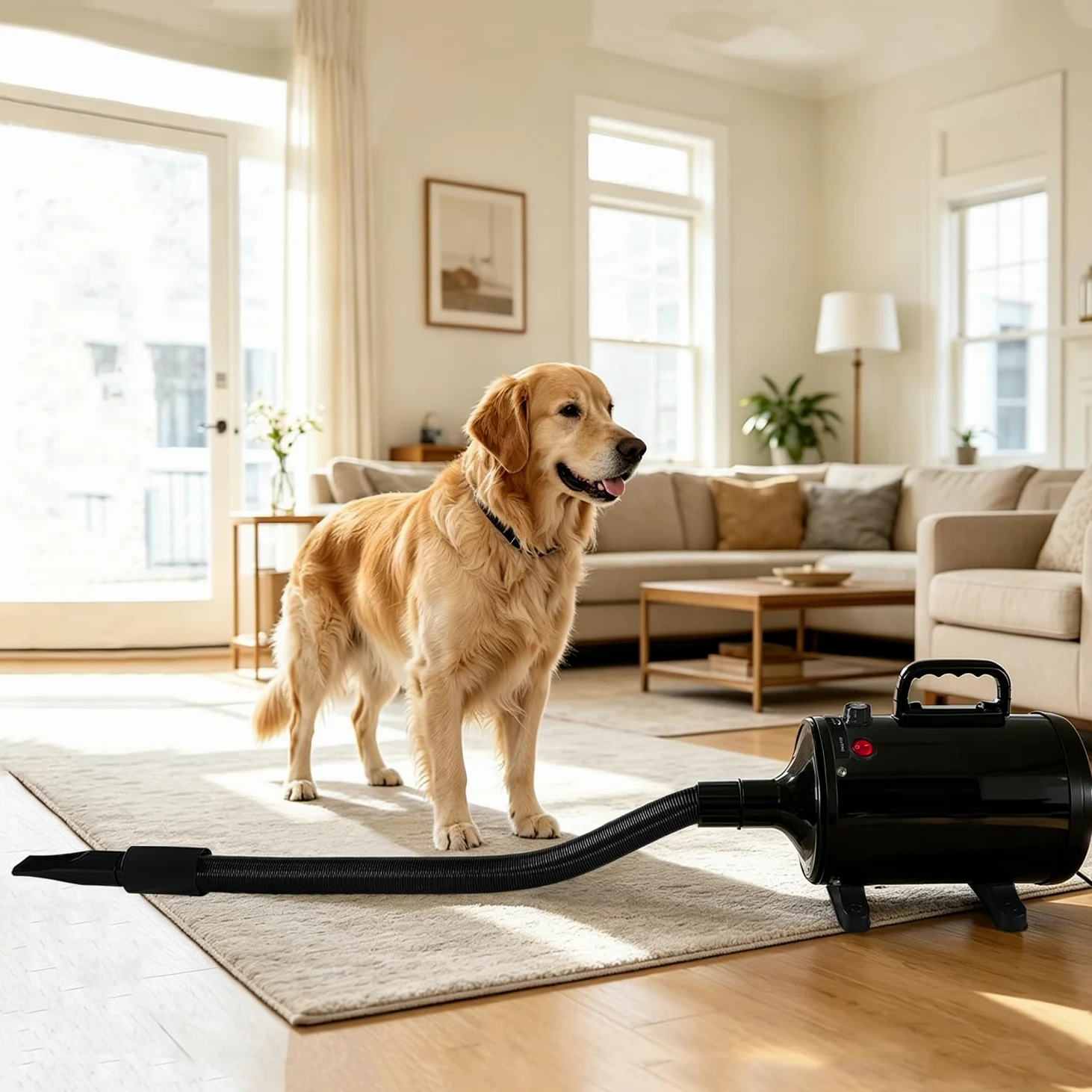 Sèche-Cheveux Pour Chien,2800W Souffleur de Soins Pour Chien,Noir | Pour Animaux Vitesse Continue et température réglable,4 Buses