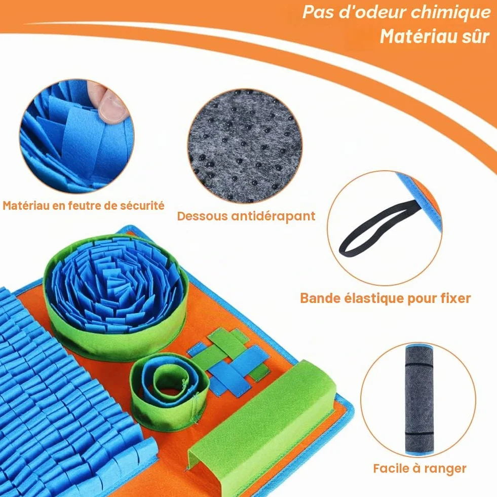Tapis à renifler pour chiens jeu d'alimentation interactif stimulation mentale