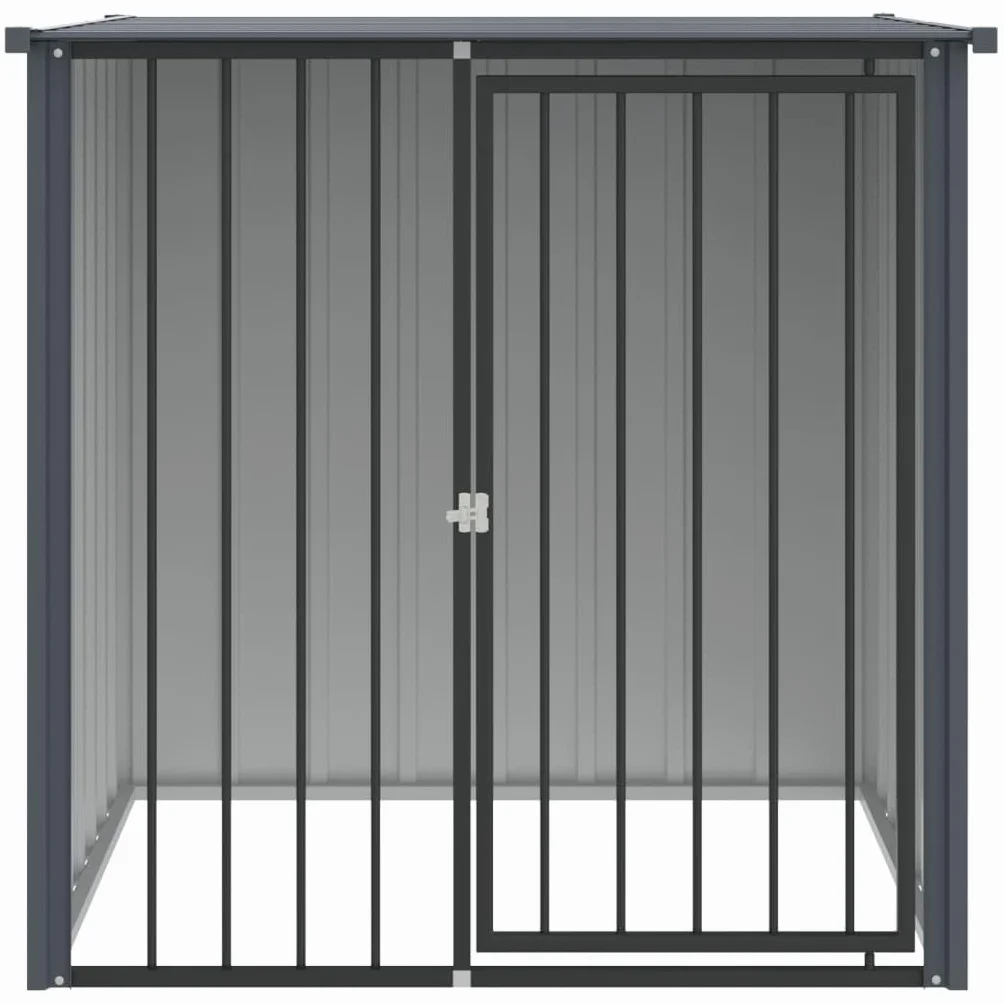 Chenil pour Chien Extérieur Métal Cage avec Toit Noir 110x103x109 cm Acier Galvanisé