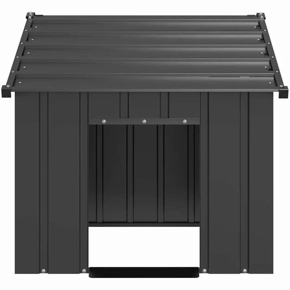 Niche pour Chien Extérieur Métal, Chenil Cage avec Toit Noir 83x130x85 cm Acier Galvanisé