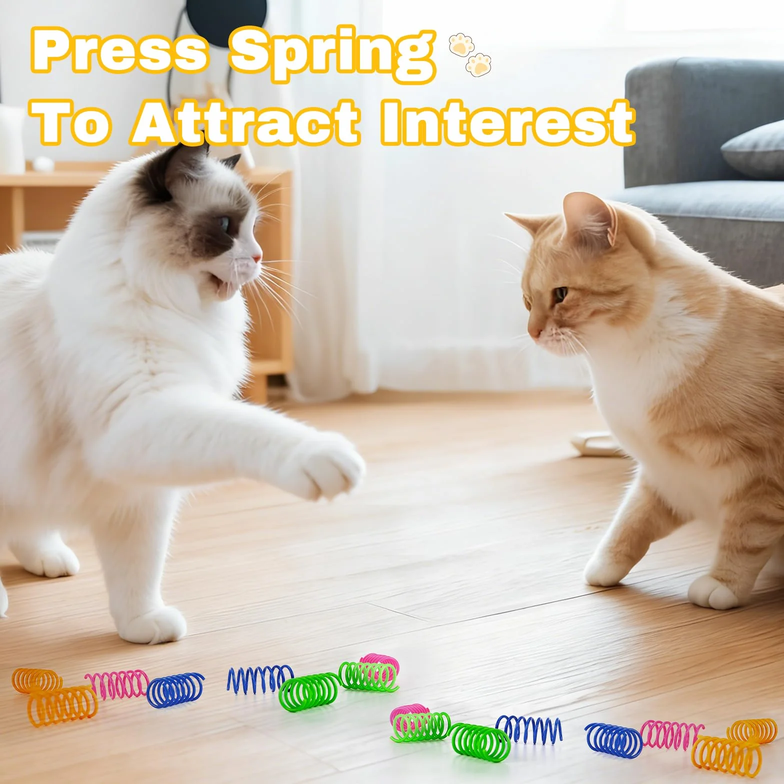 80 Pièces Ressort Chat Jouet avec Plumes en Spirale, Jouet Sautant pour Chats
