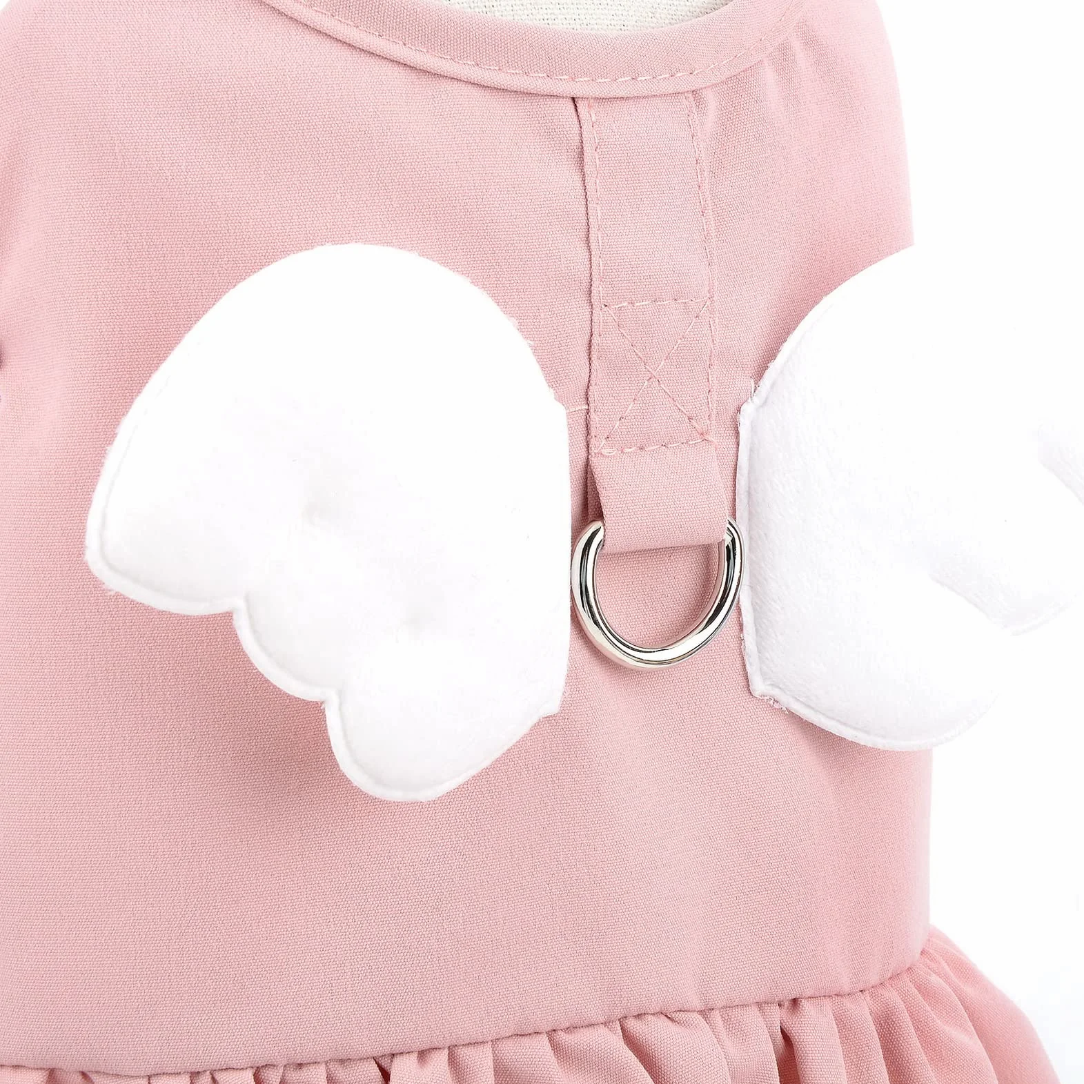 Angel Wing Robe Harnais et Laisse pour Chien et Chat, Robe d'été avec Anneau en D, Jupe pour Chiot, Vêtements Printemps-été pour Yorkshire Chihuahua, Rose, XS