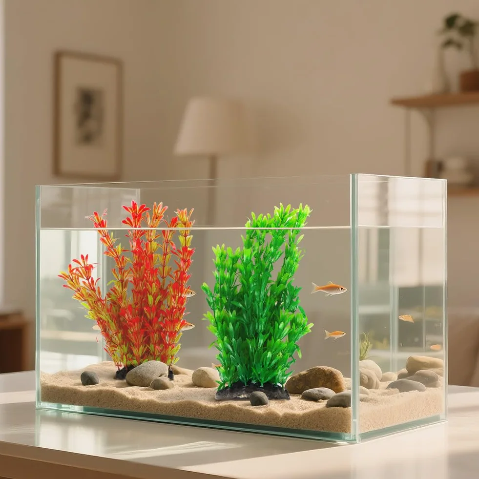 Plantes d’Aquarium artificielles Lot de 2 25 cm Plastique pour Aquariums