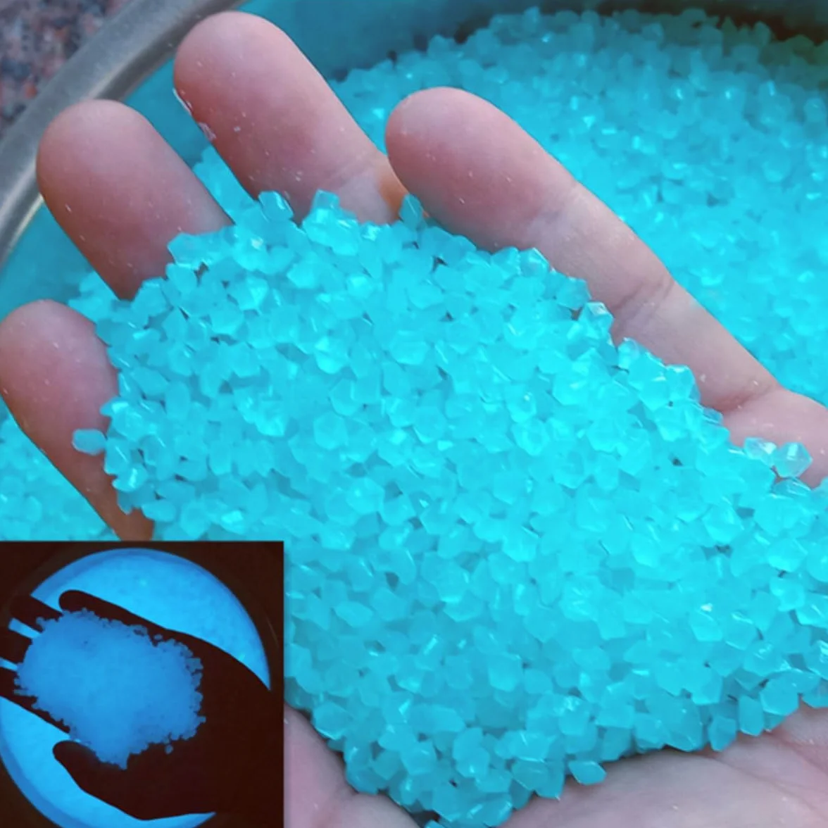 Pierres lumineuses fluorescentes aquarium 3-5 mm 150 g bleu clair Lot de 6 000