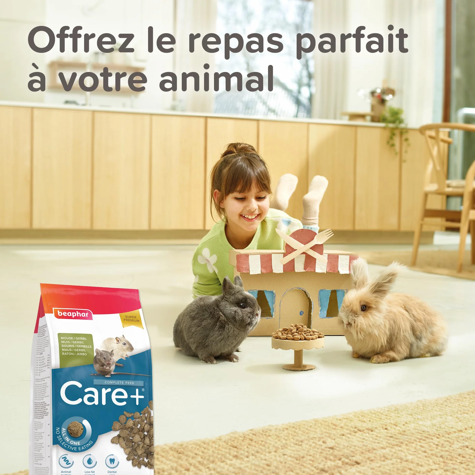 BEAPHAR Care+ Alimentation Super Premium extrudée pour Gerbille et Souris Granulés Tout-en-Un 500g