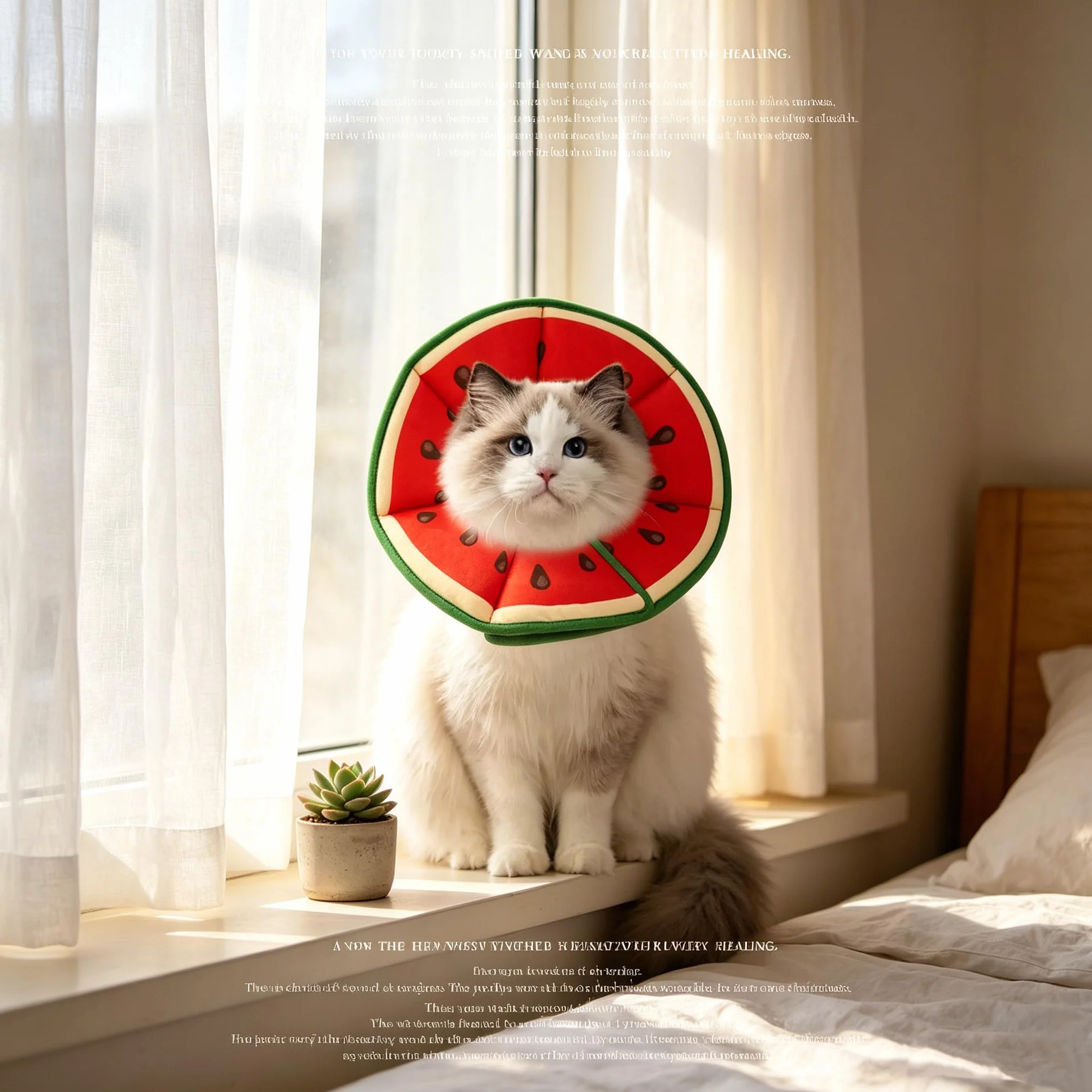 Collerette Chat Anti Léchage Forme Pastèque Douce Récupération Postopératoire Taille M