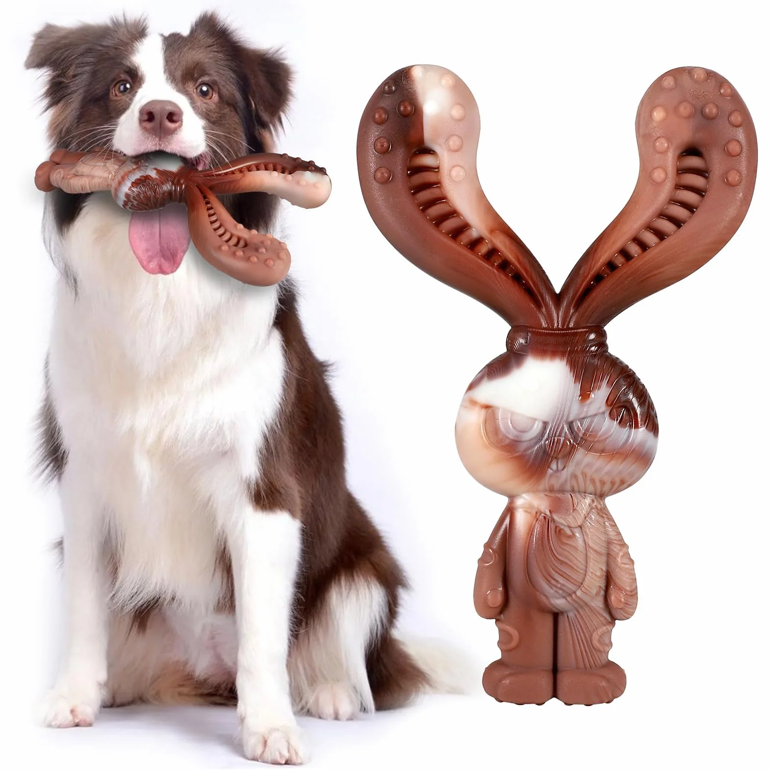 Jouets Indestructibles pour Chiens à Mâcher en Nylon Saveur de Boeuf, Robustes pour Chiens de Taille Moyenne et Grande Taille (Lapin)