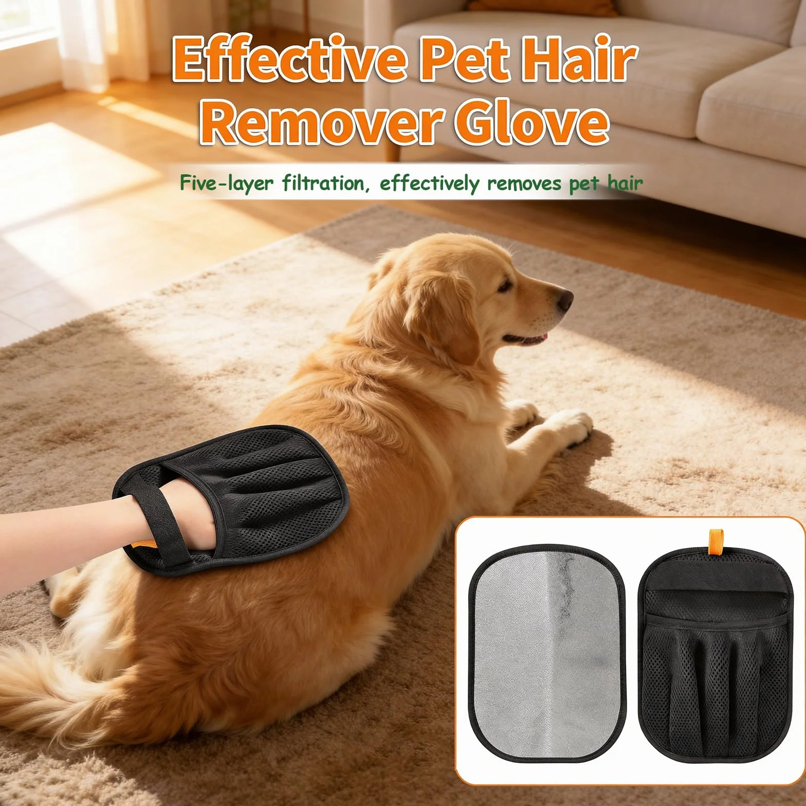 Lot de 2 gants d'épilation pour chiens et chats - Gant de toilettage double face avec adsorption électrostatique - Lavable