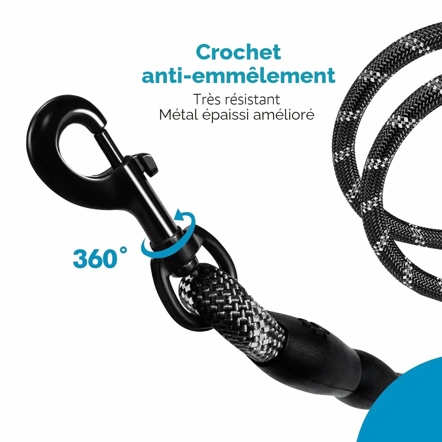 Laisse Chien Rembourrée Poignée Souple 1.5 M Noir EDIPETS
