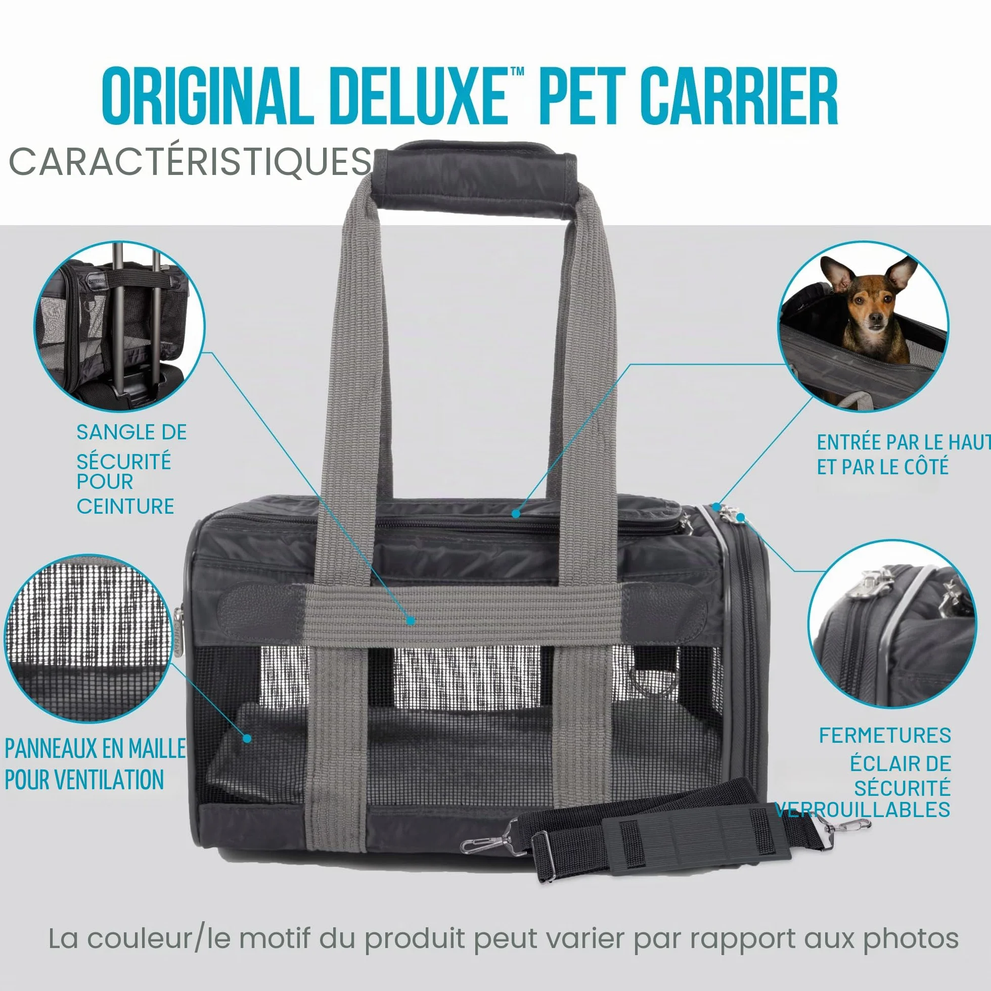 Sherpa Original Deluxe Sac de Transport pour Animal de Compagnie approuvé par Les compagnies aériennes Gris Anthracite Taille M
