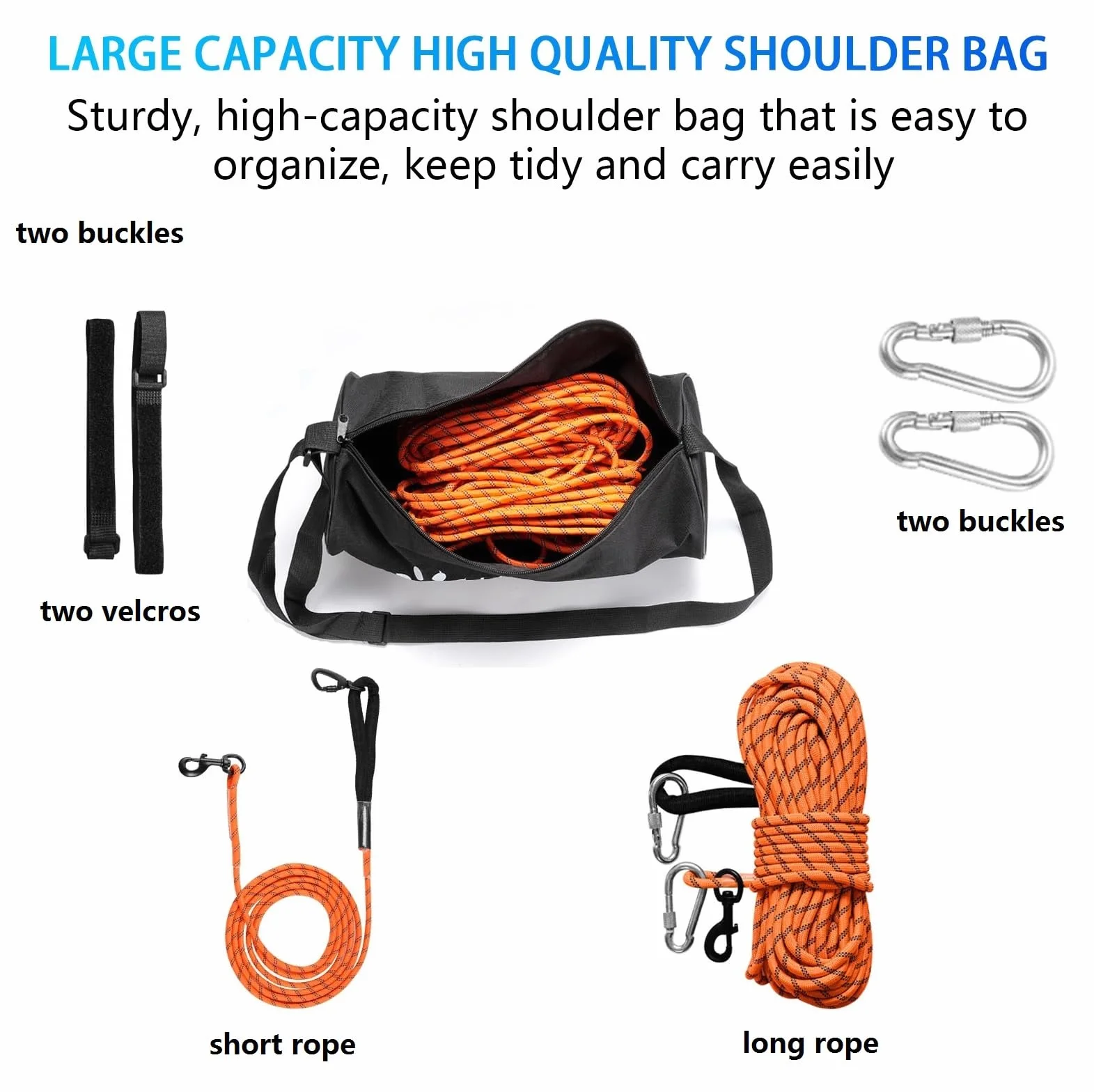 Câble d'attache pour Chien 3 en 1 15M+3M Orange Nylon Réfléchissante Longe Trolley Portable Laisse avec Sac