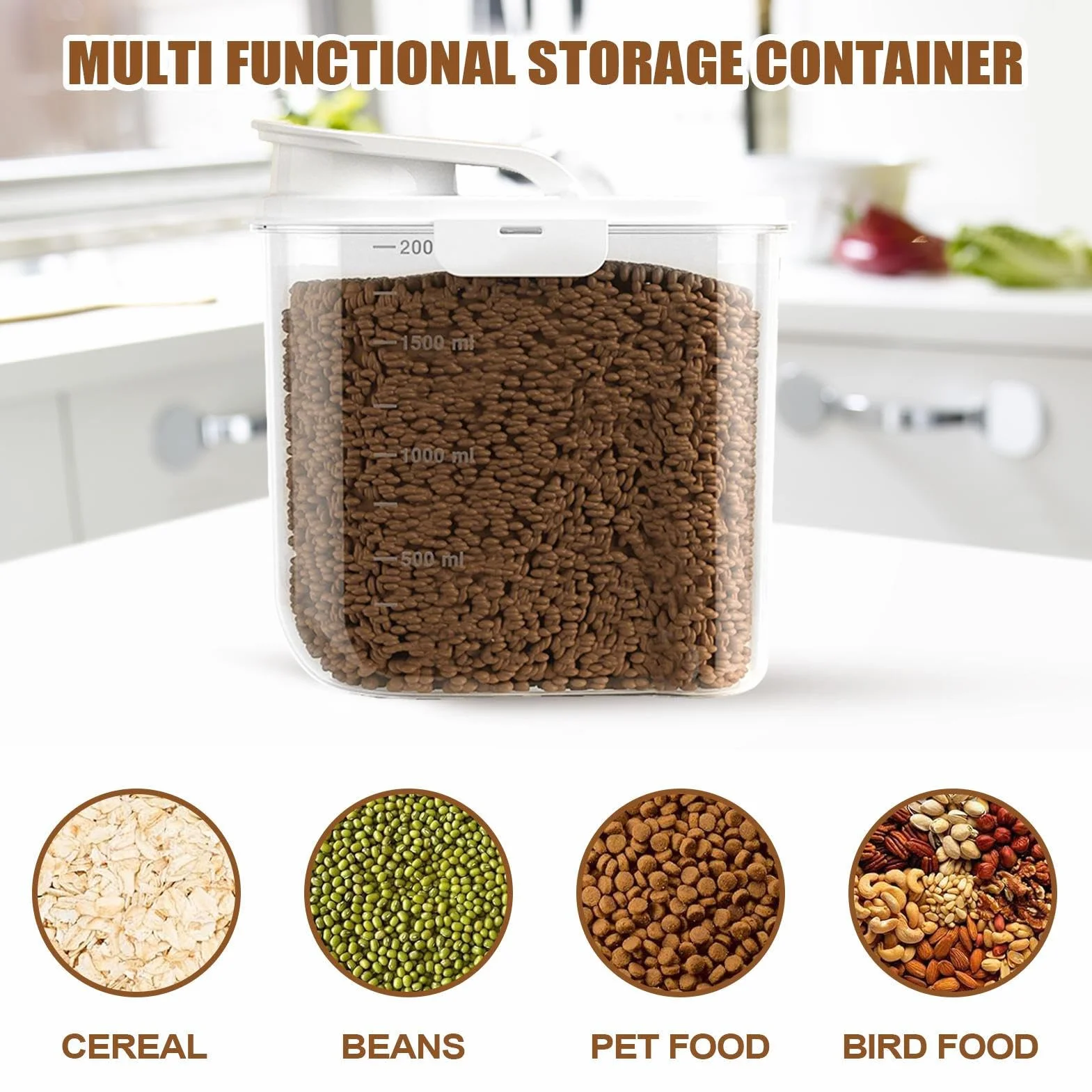 Boîte De Rangement Pour Nourriture De Chat - Récipients pour Croquettes avec Couvercles Étanches | Bac Organisateur 2L Avec Couvercle Pour Garde-Manger Snacks Friandises Pour Chat Riz Céréales