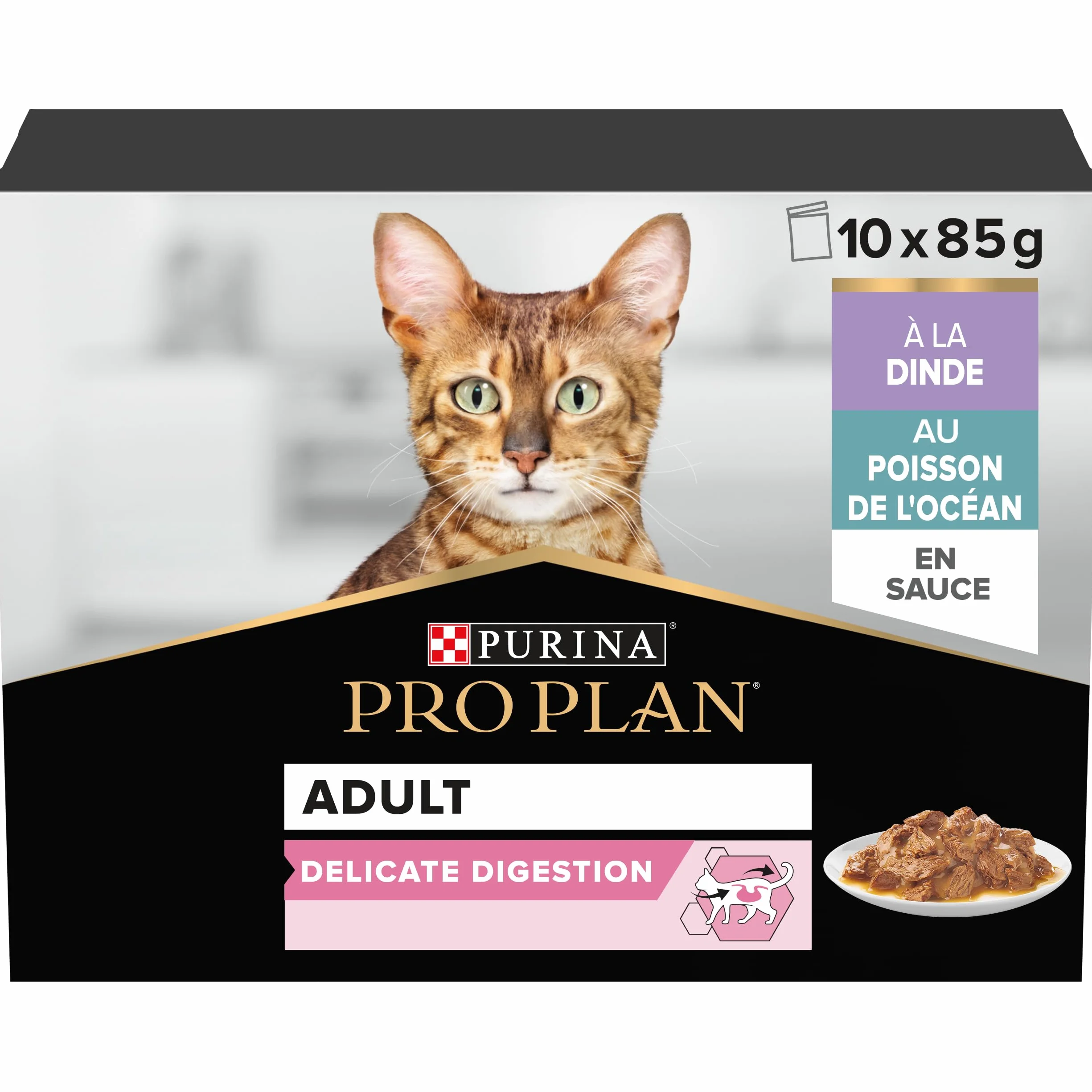 Pro Plan Adulte Delicate Digestion Dinde Poisson Sauce 10x85g