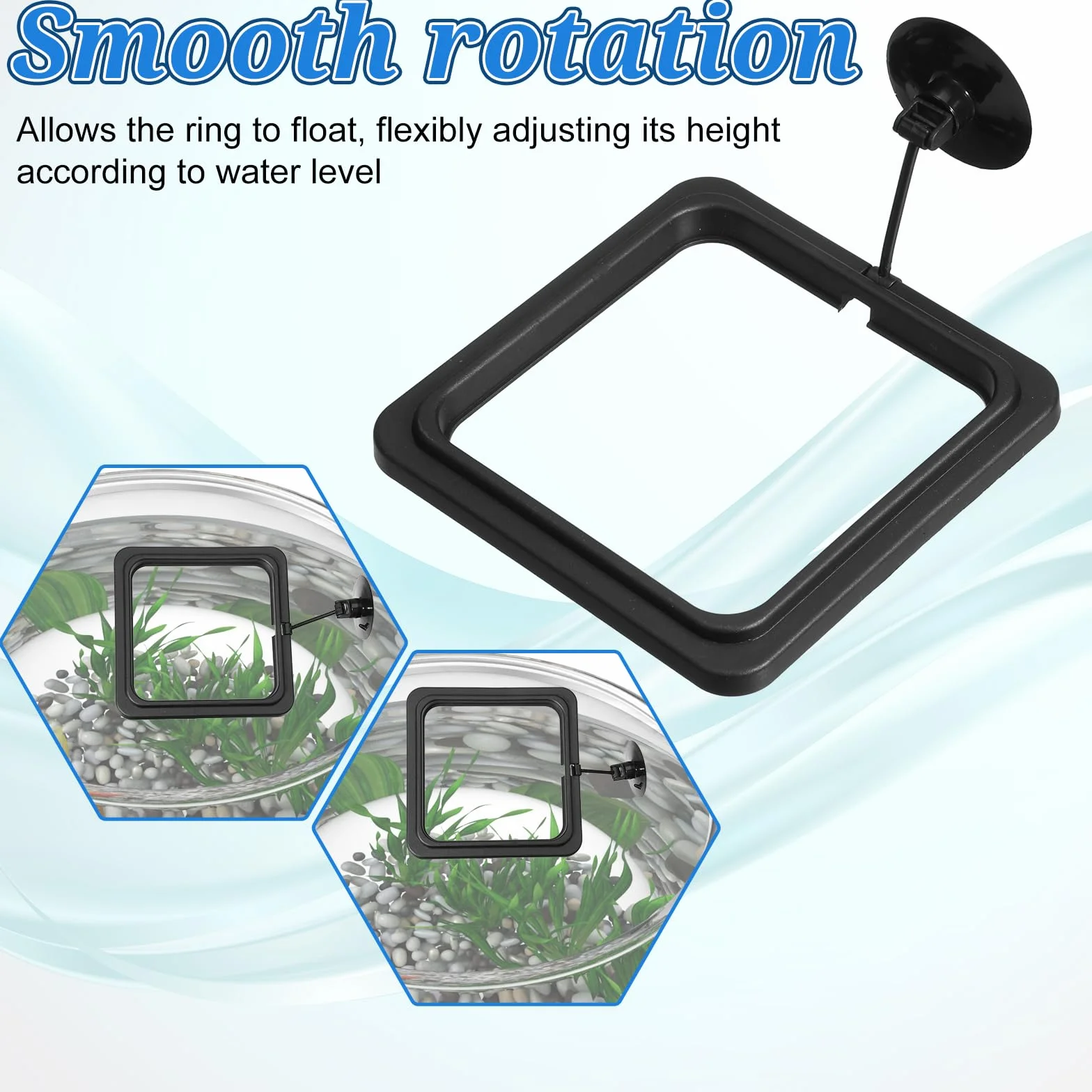 Lot de 2 anneaux d'alimentation pour poissons d'aquarium - Distributeur automatique avec ventouses - Noir