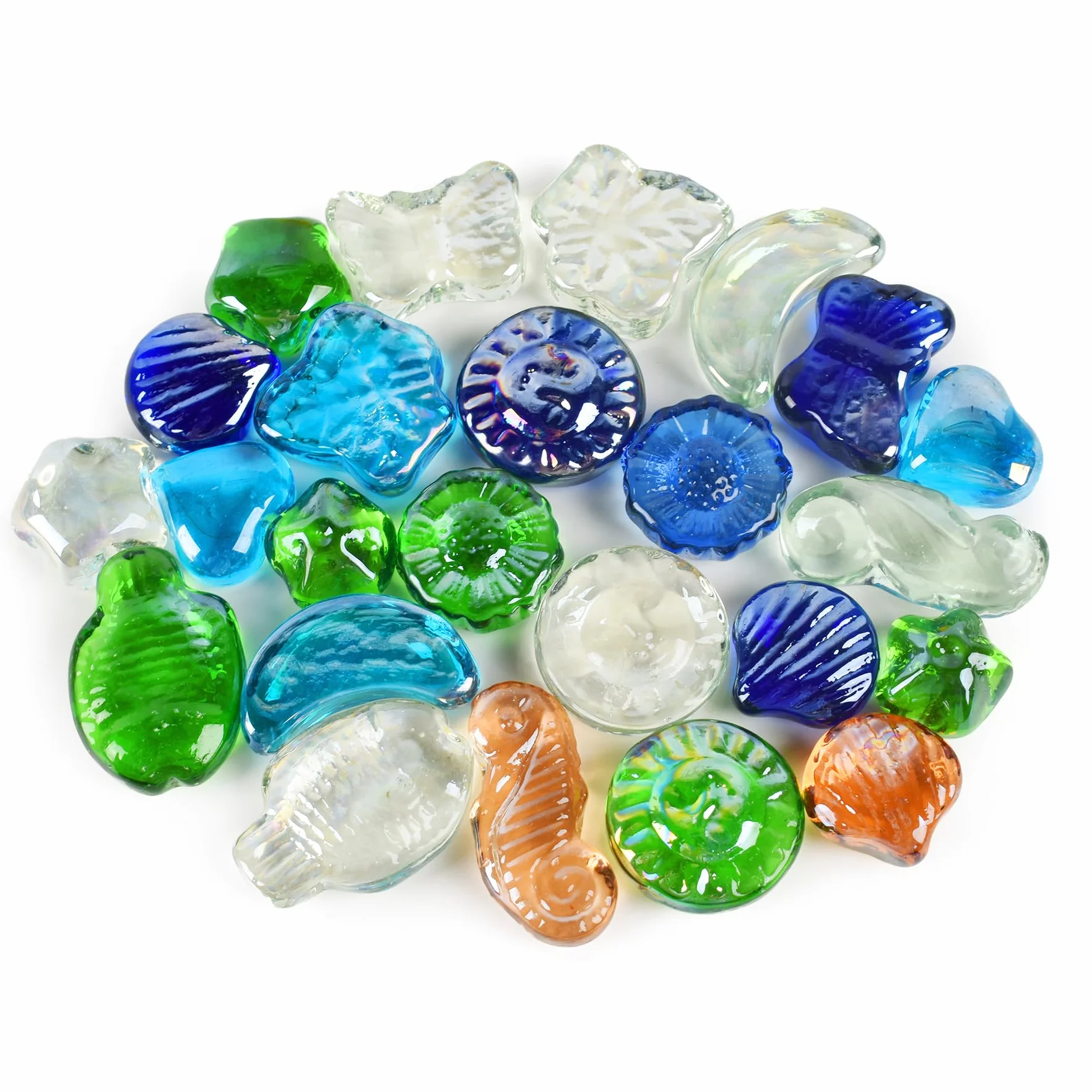 Galets en Verre 0,5 kg Billes Plates pour Décoration Vases Aquarium