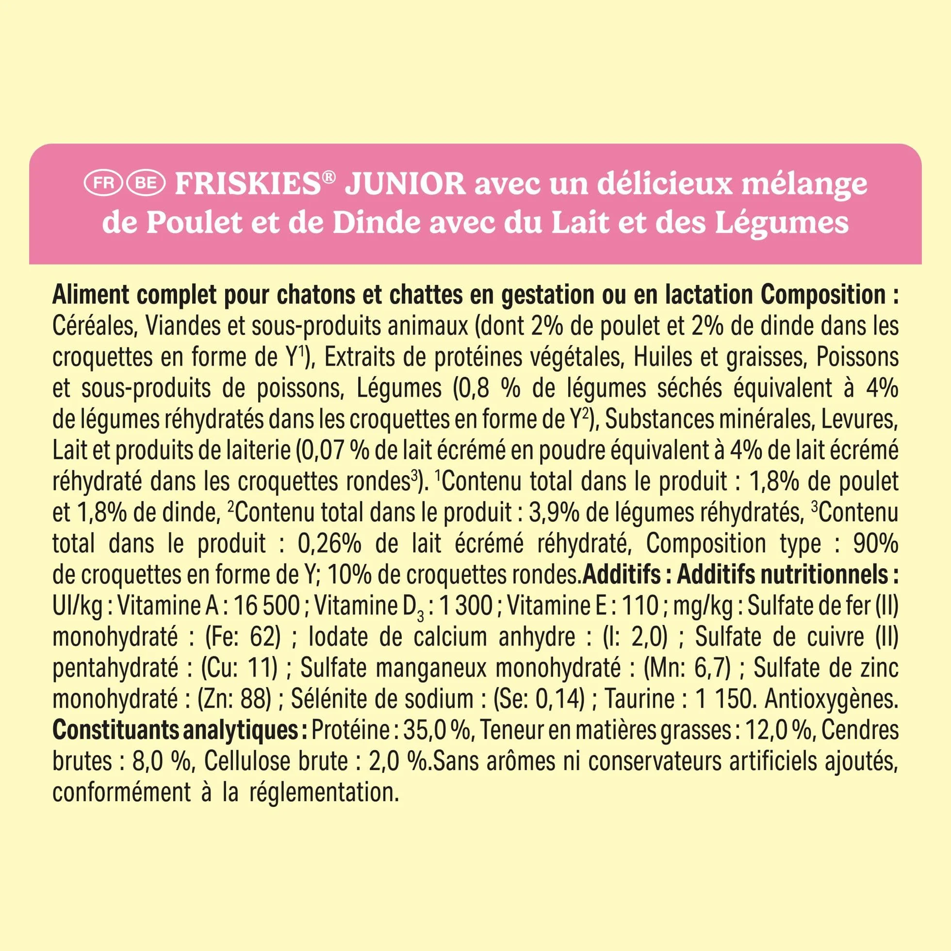 FRISKIES JUNIOR Croquettes complètes pour Chatons Poulet Lait Légumes 1,5 kg