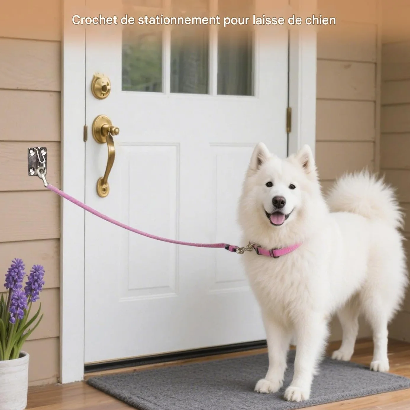 Crochet de Traction pour Chien à Fixer au Mur, Crochet Murale pour Attache Grande Laisse Chien, Accessoires Antirouille pour Animal de Compagnie pour Maison et Garage