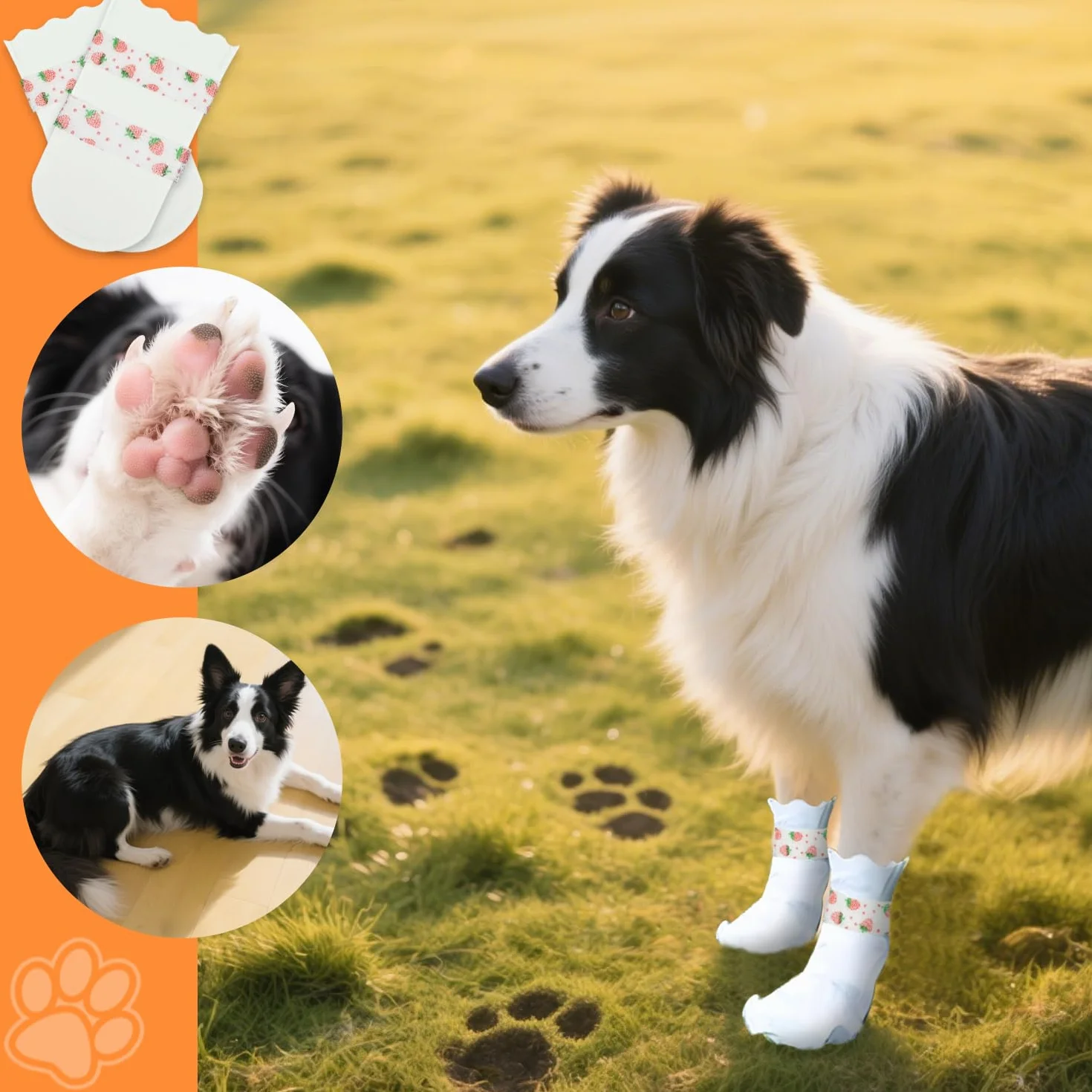 Bottes jetables pour Chien Lot de 20, Bandages Pattes imperméables avec Auto-adhésif (L 17-30 kg)
