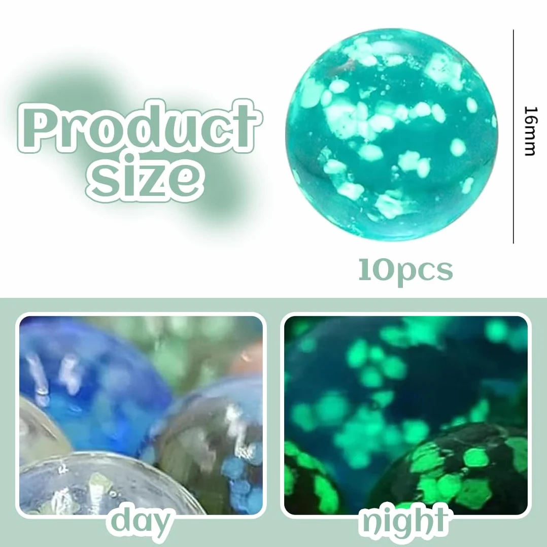 Billes en Verre Phosphorescentes, Pois Multicolores, Boîte Plastique Transparente, pour Circuit de Billes, DIY