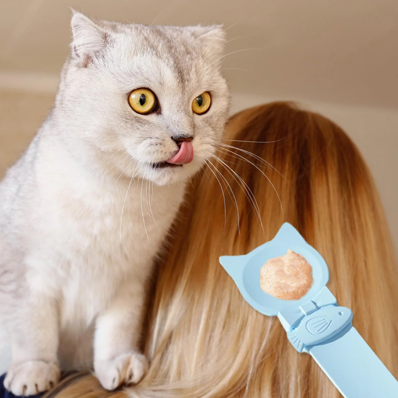 Distributeur de friandises pour chat Happy Spoon cuillère multifonction pour purée et collations liquides