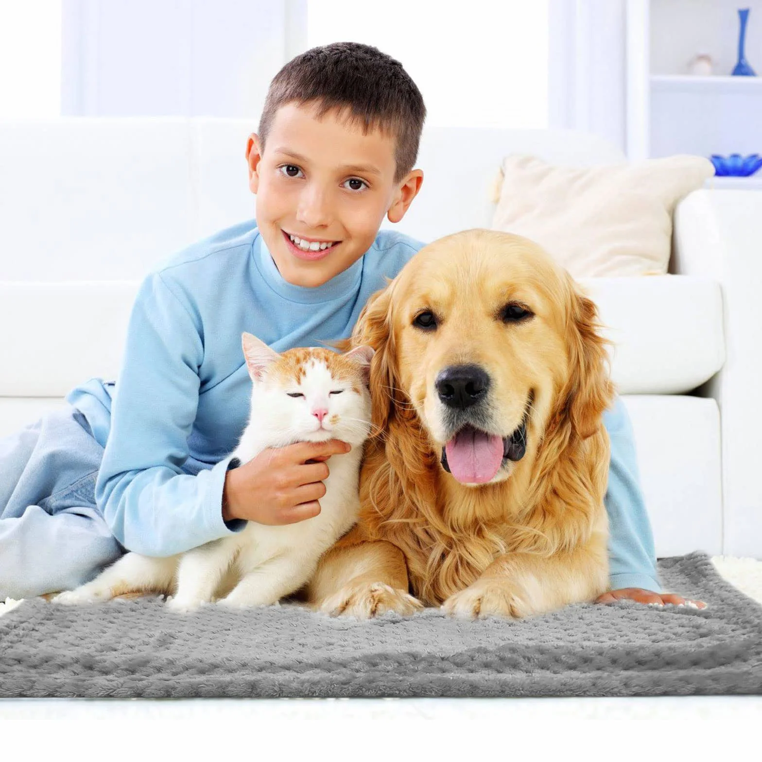 Couverture douce pour chien et chat en polaire lavable 70 x 50 cm gris