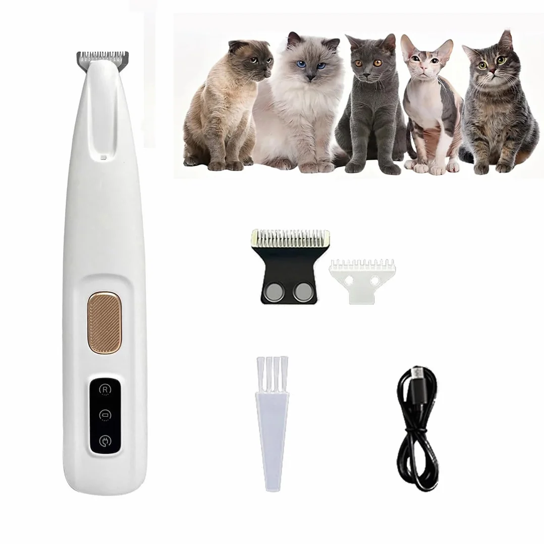 Tondeuse pour Chat Silencieuse Rechargeable Lames Hypoallergéniques Anti-Nœuds Poils Longs Courts