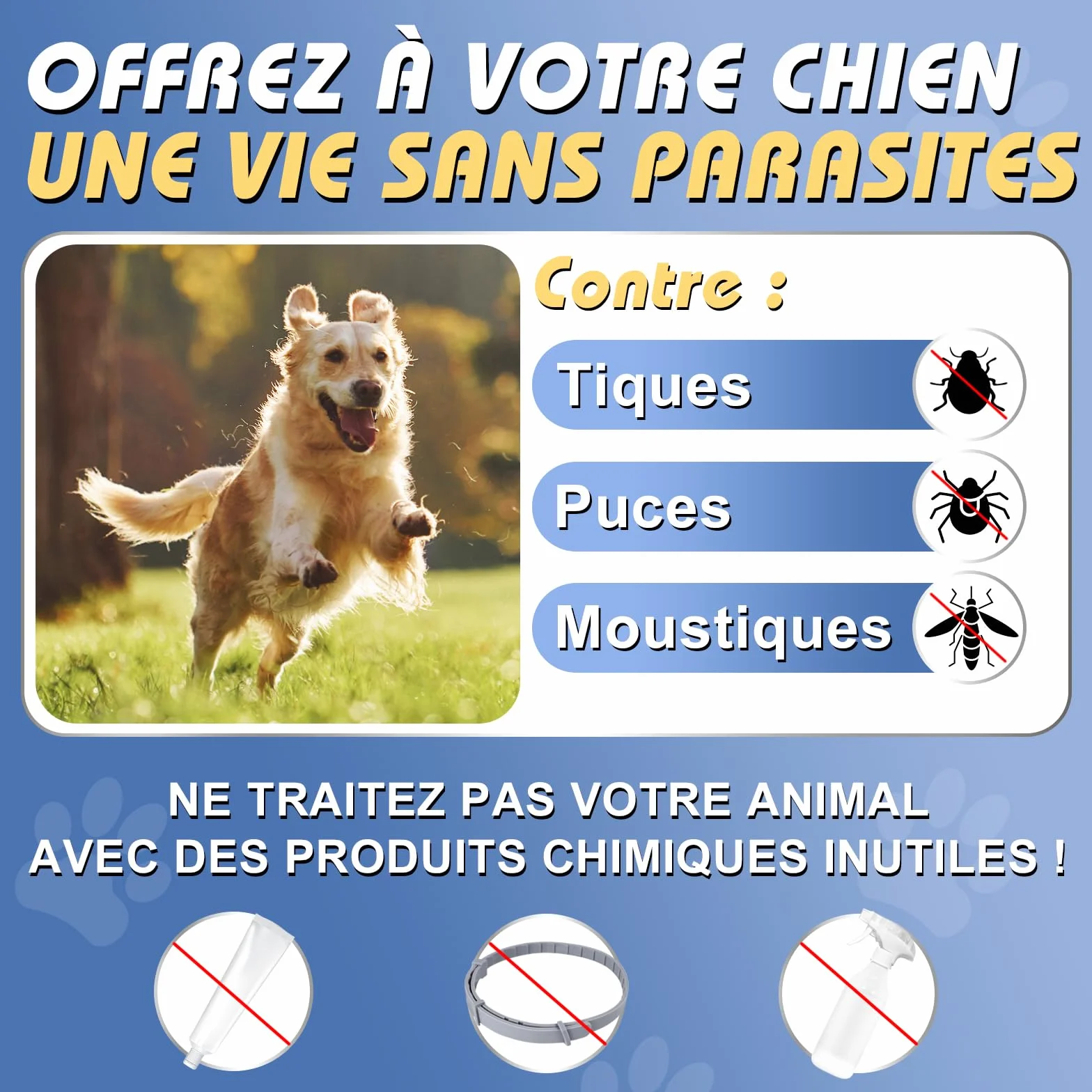 Flea and Tick Chewables for Dogs Omega 3 Probiotiques Poulet 300g