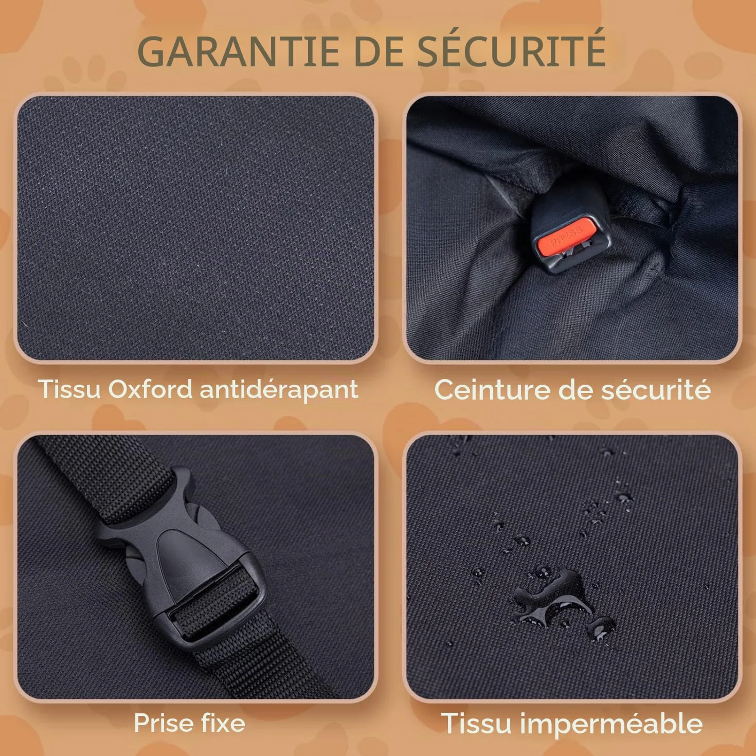 Nobleza Housses de sièges pour Chiens pour véhicules, Housses de siège de Voiture arrière en Tissu Oxford imperméable résistant aux rayures antidérapantes