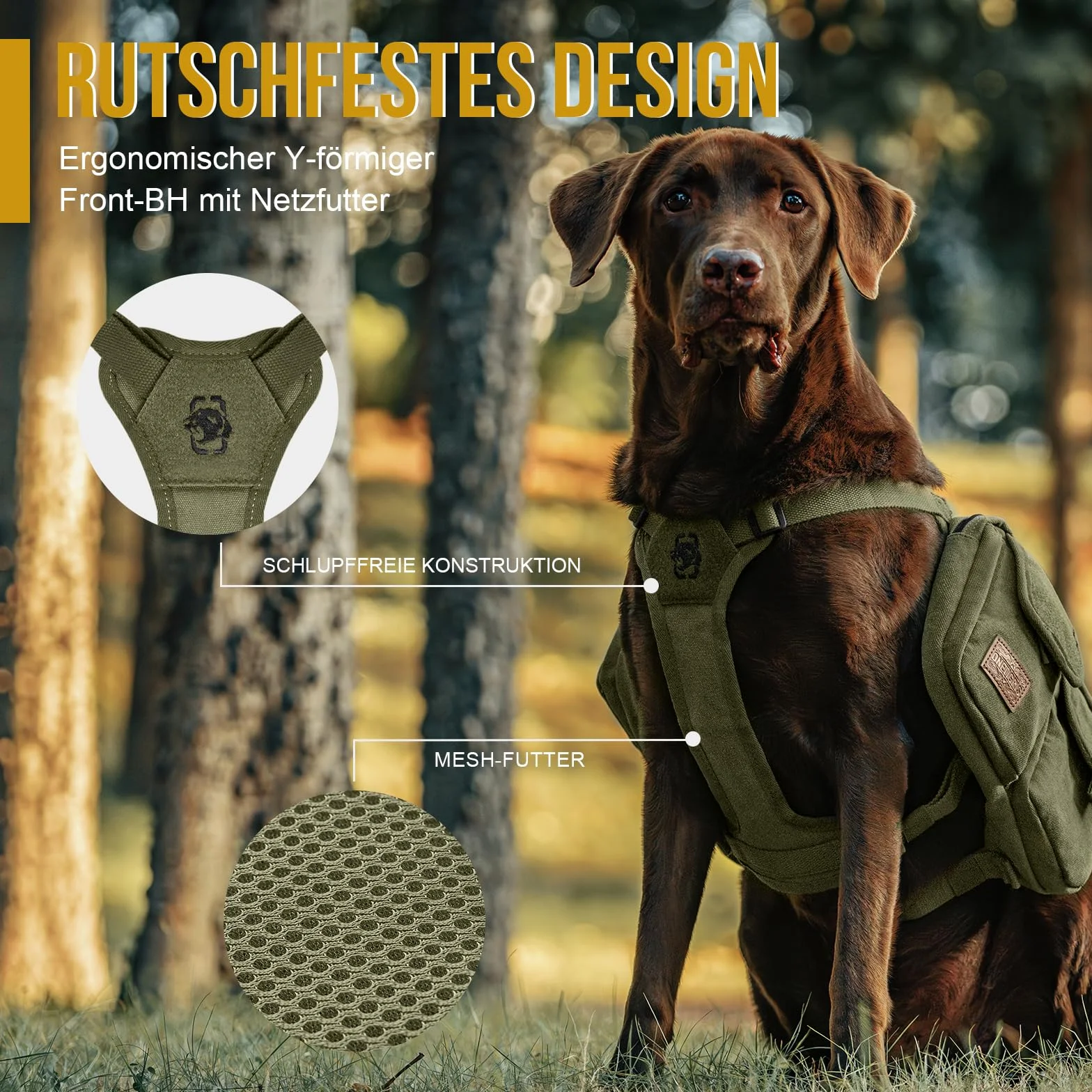OneTigris Harnais pour Chien Hoppy Camper 3.0 Sac à Dos Vert