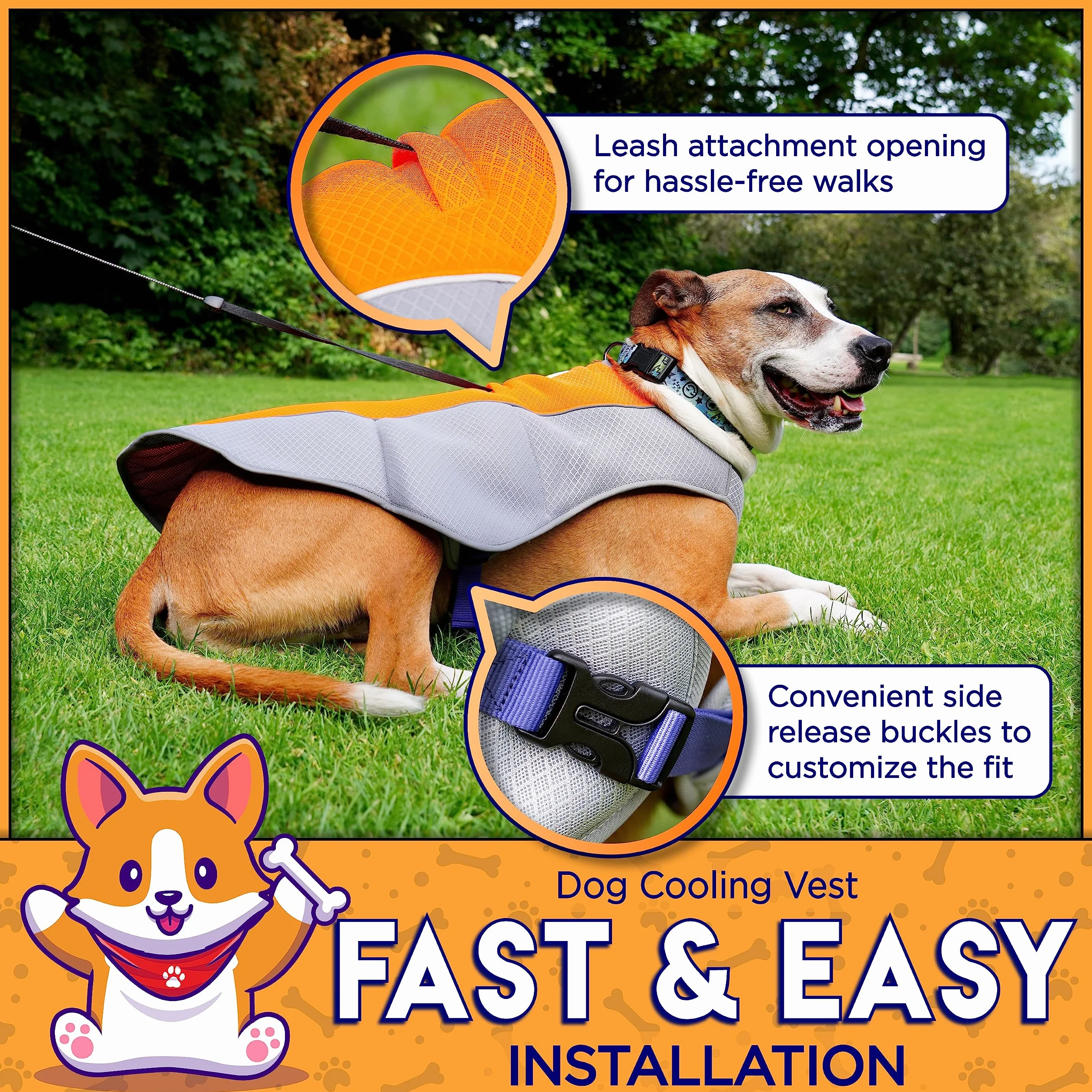 4LegsFriend Gilet Rafraîchissant pour Chien Orange M