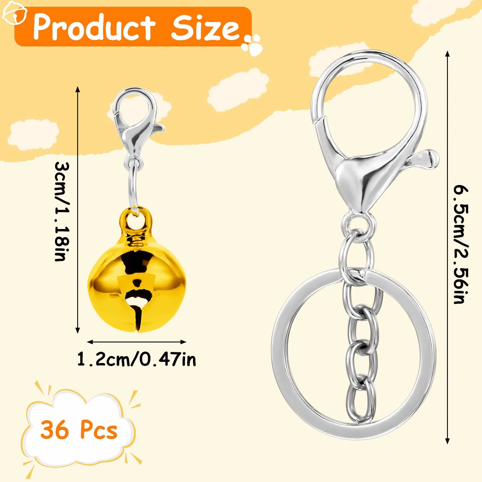 Lot de 36 clochettes pour collier de chat et chien, clochettes puissantes avec son fort et net