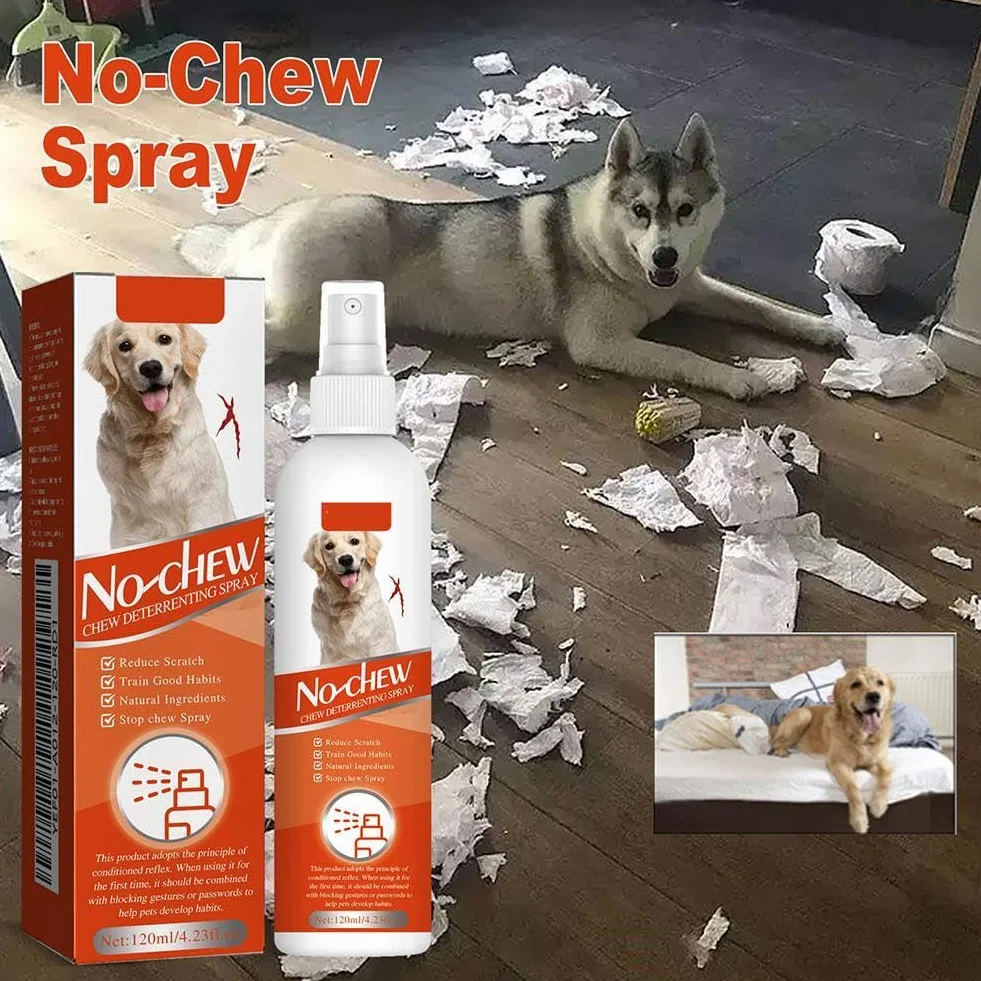 Spray Anti-Mâchonnement pour Chiens au Pomme Amère, Naturel, Efficace