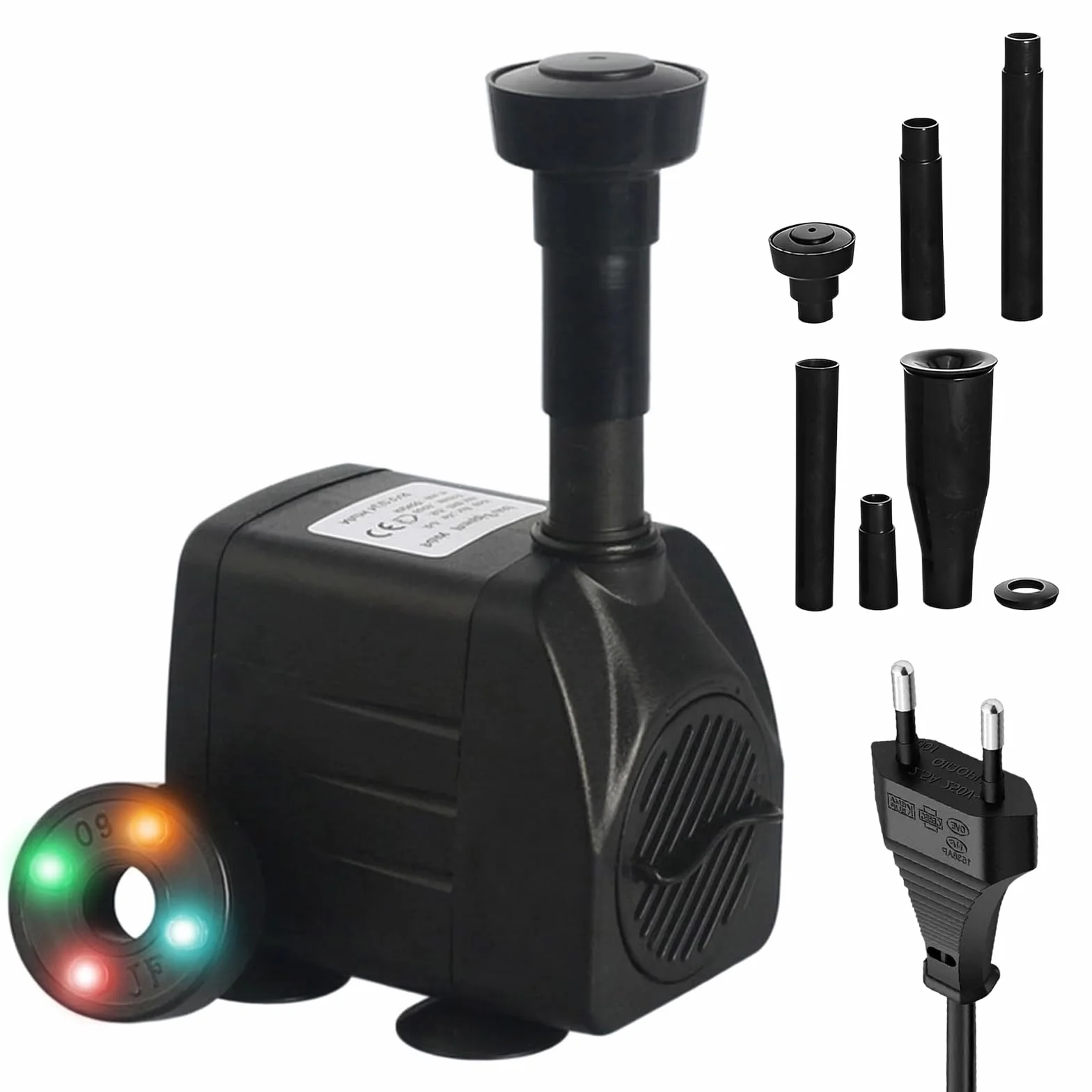 Pompe de fontaine extérieure 600 L/h 15 W 220 V 3 en 1 avec 4 LED