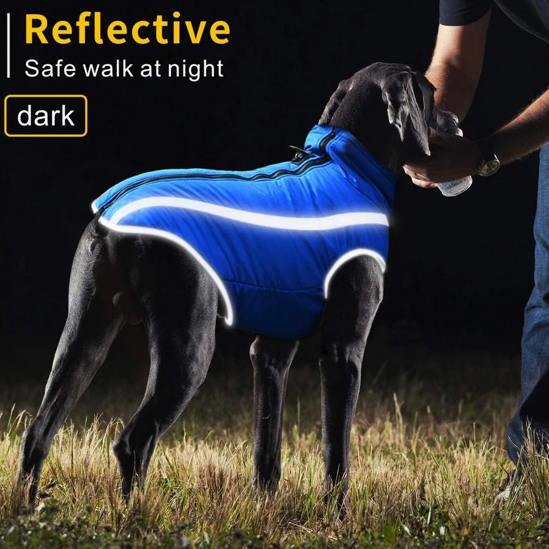 Idepet Manteau de Chien imperméable Veste Chaude d'hiver, vêtements pour Animaux de Compagnie Coupe-Vent Tenue de Veste de Chien pour Petits Chiens de Taille Moyenne avec Trou de Harnais XL-6XL