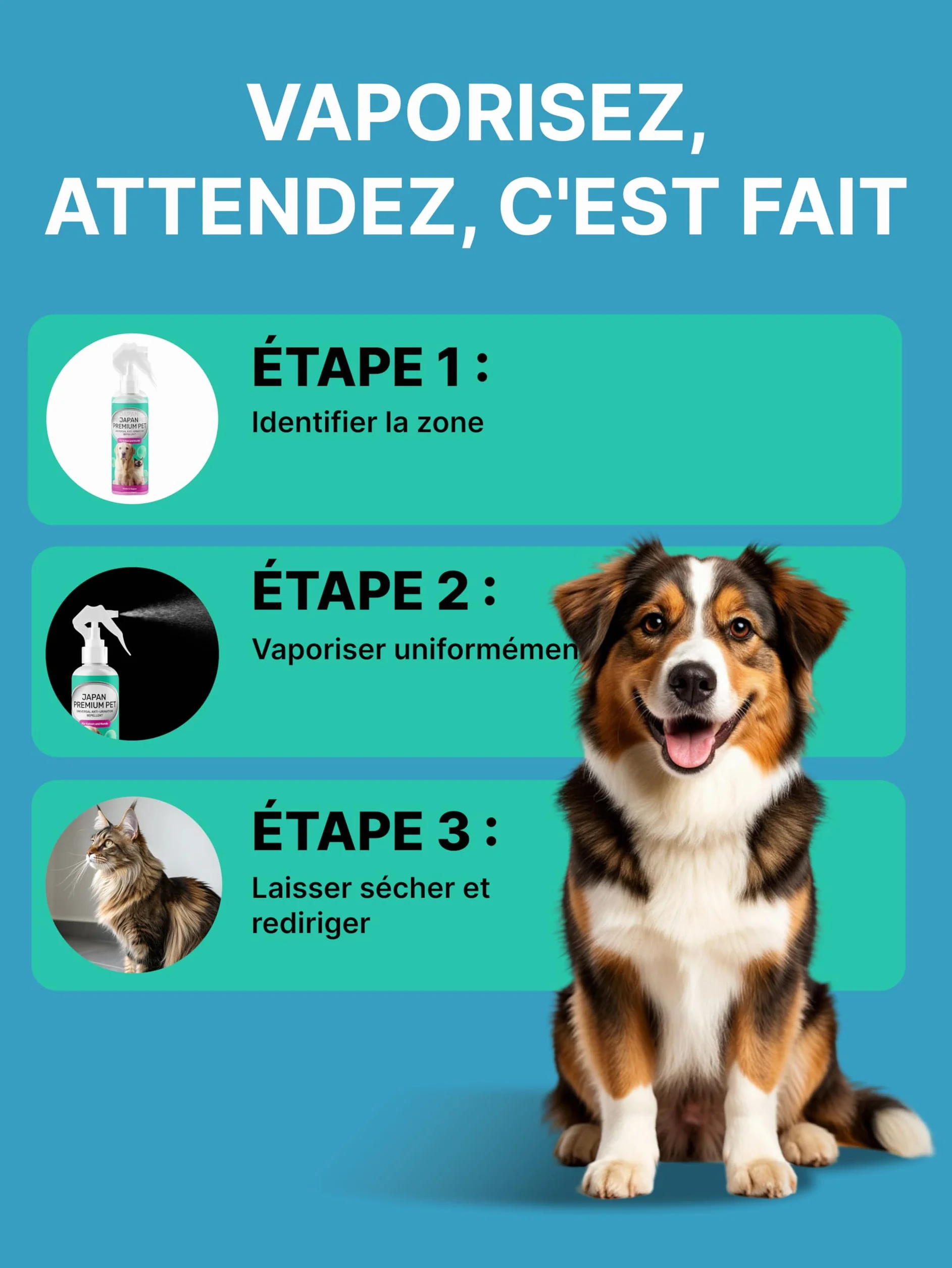 Spray Anti-Pipi pour Chiens et Chats Répulsif Intérieur 200 ml