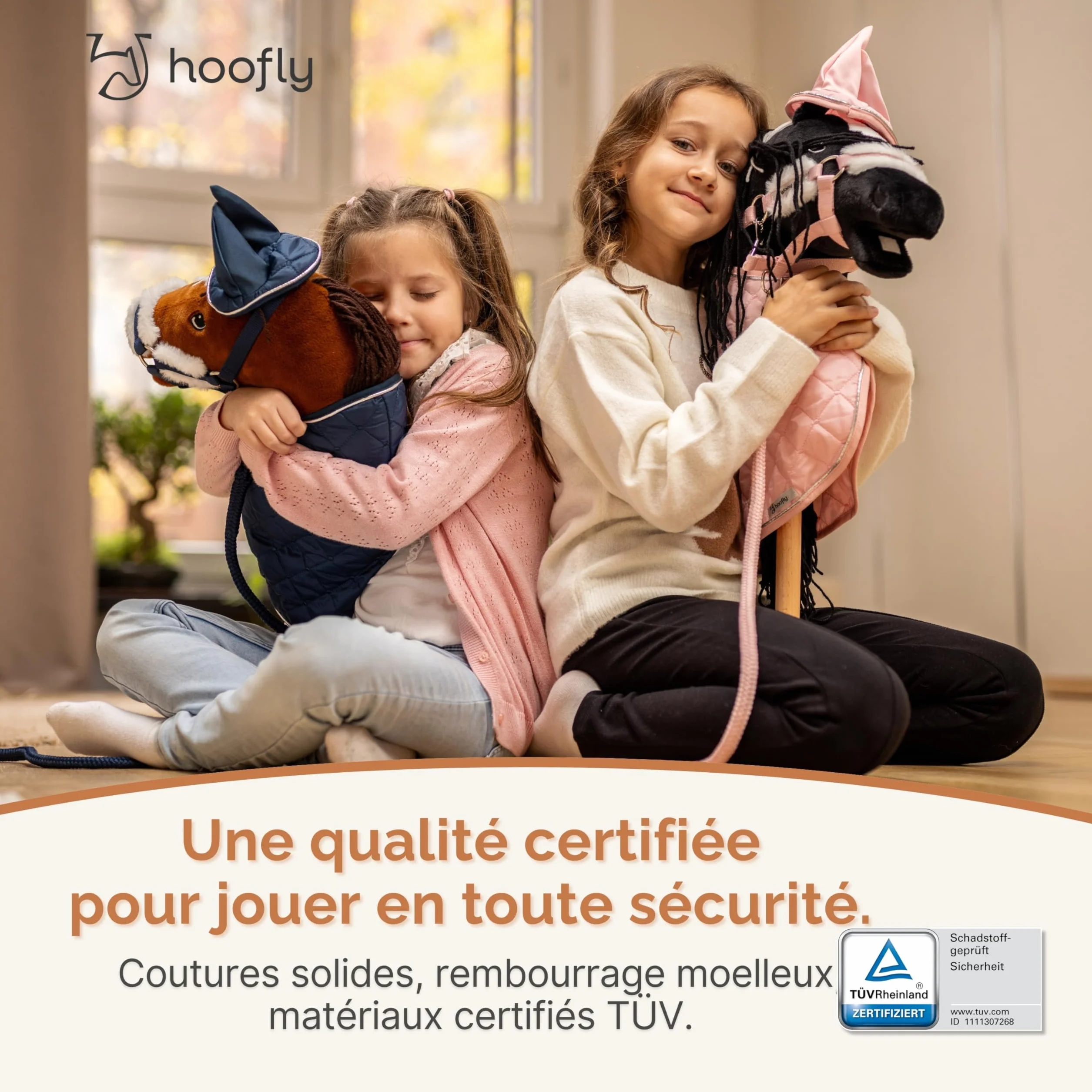 Couverture Hobby Horse bleue douce résistante certifiée TÜV pour jeu entretien entraînement