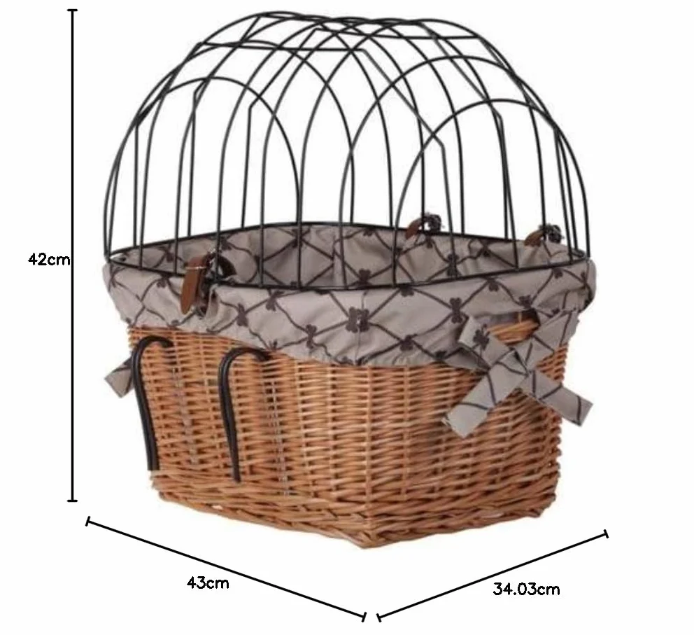 Panier vélo avec Grille de Protection pour Chien ou Chat Naturel Beige